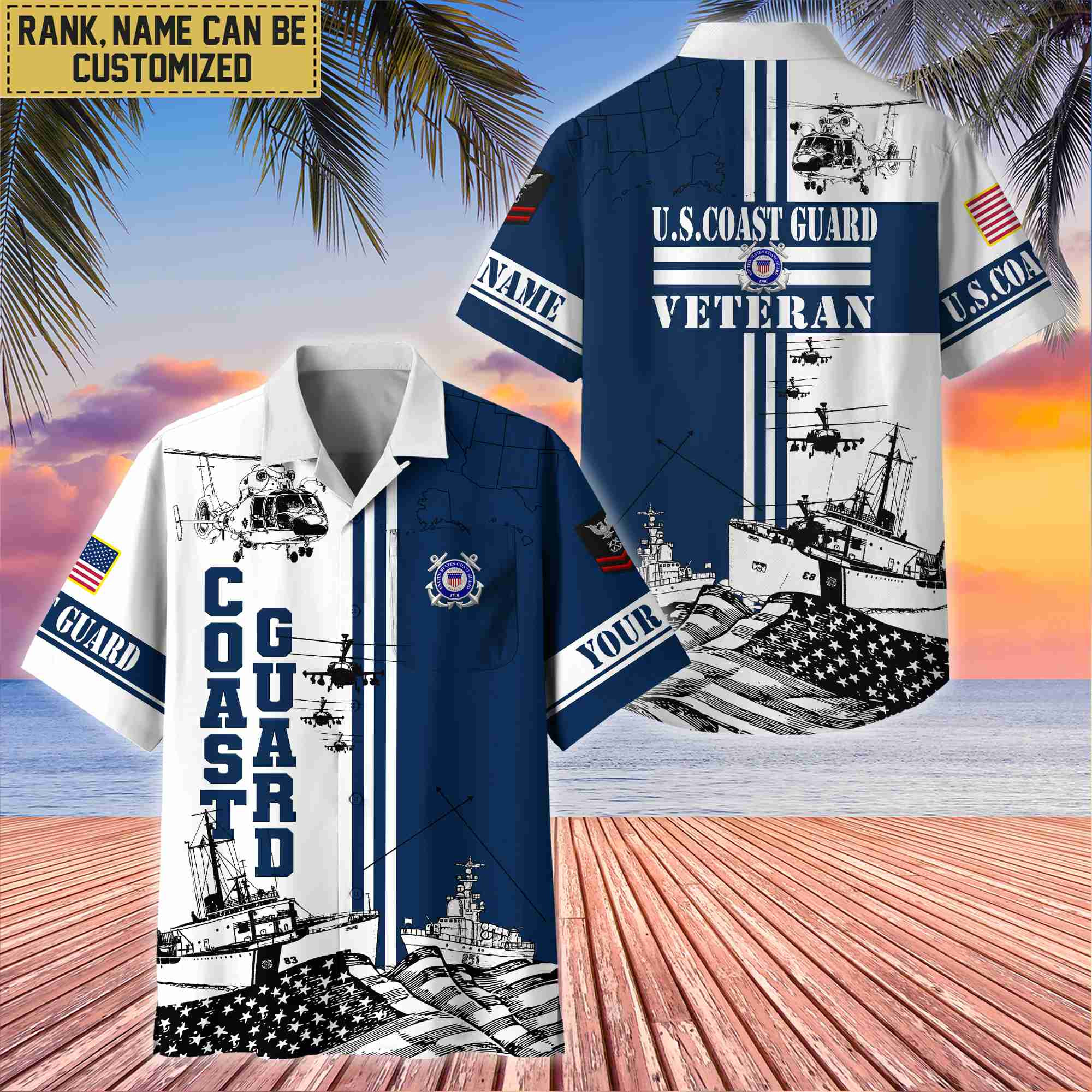 Premium Custom USCG Veteran Hawaii Shirt With Pocket, Gifts For Veterans Day, Father’s Day, Gifts for Coast Guard Veteran VPVC401005