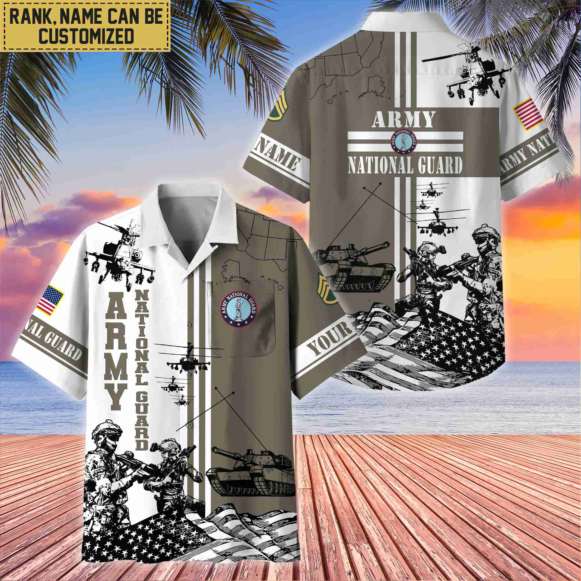 Premium Custom US Army National Guard Veteran Hawaii Shirt With Pocket, Gifts For Veterans Day, Father’s Day, Gifts for Army National Guard Veteran VPVC401008