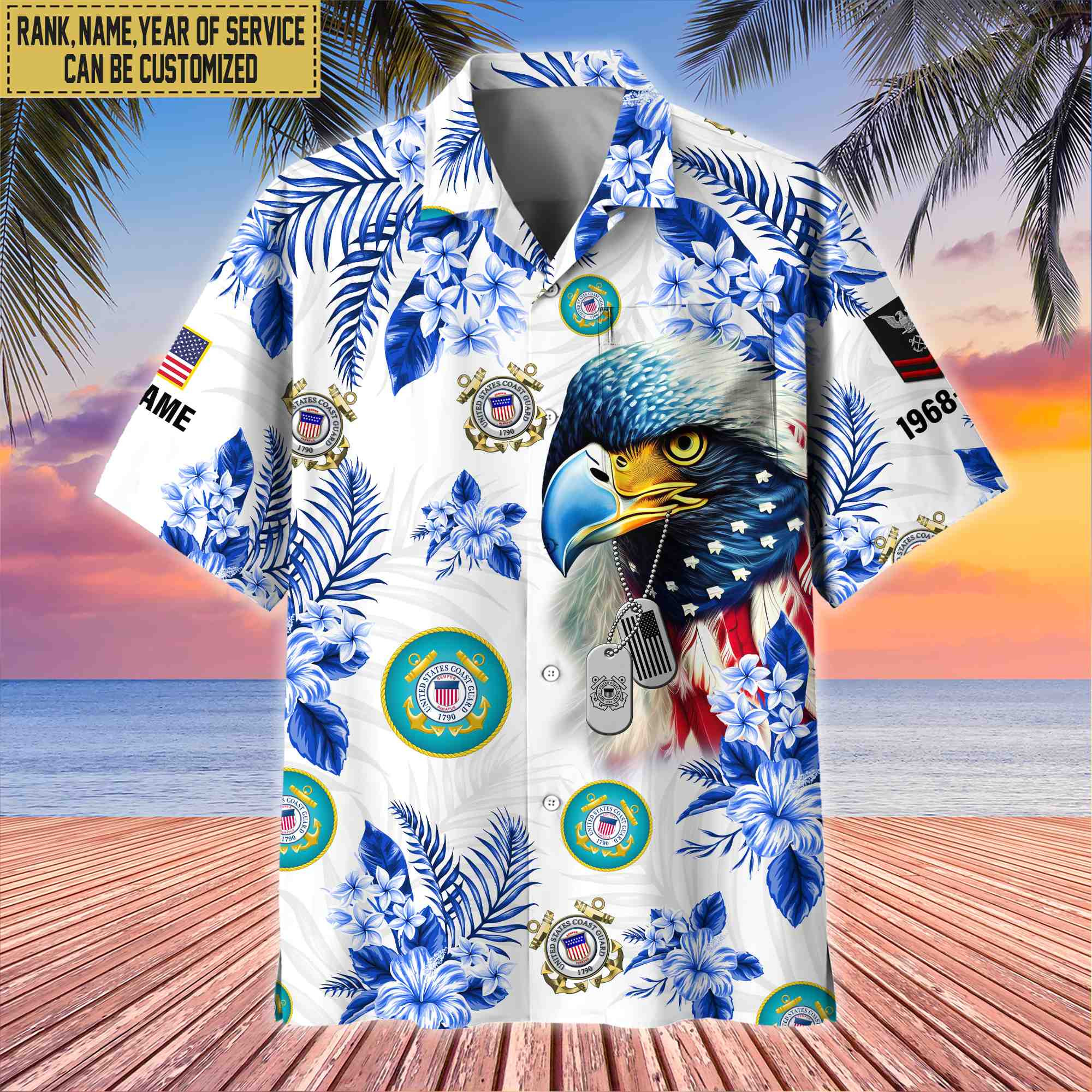 USCG Hawaii Shirt With Pocket, Custom Rank, Name, Gifts For Coast Guard Veteran VPVC401605