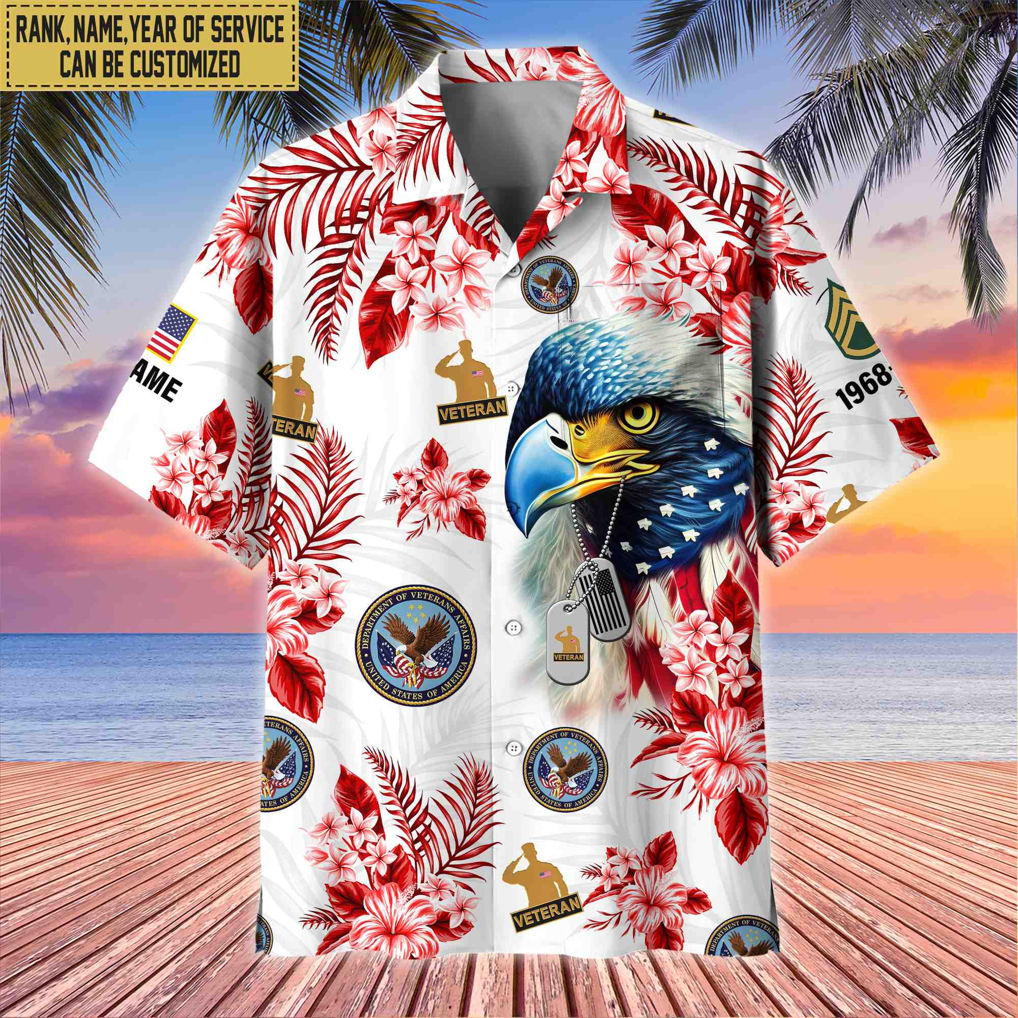 US Veteran Hawaii Shirt With Pocket, Custom Rank, Name, Gifts For US Veteran VPVC401607