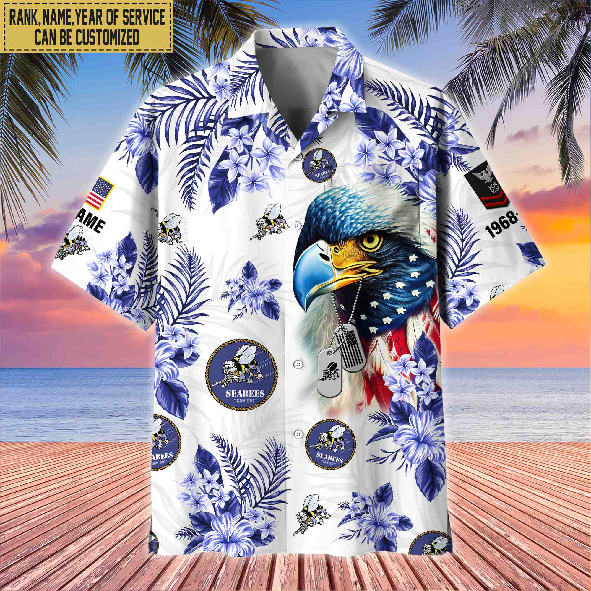 US Seabees Hawaii Shirt With Pocket, Custom Rank, Name, Gifts For Seabees Veteran VPVC401608