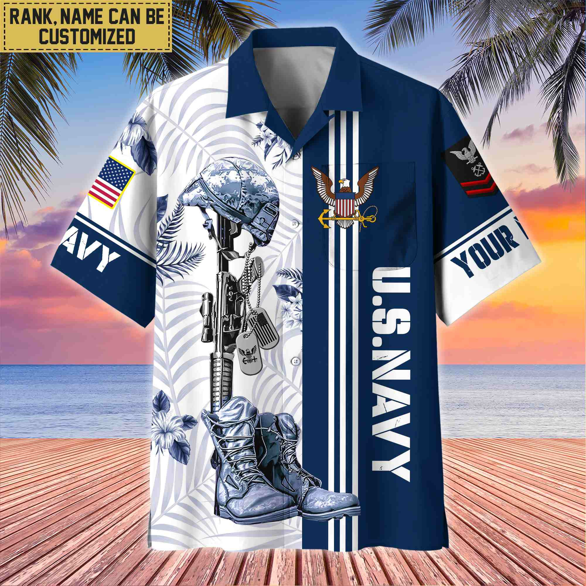 Premium Custom US Navy Veteran Hawaii Shirt With Pocket, Gifts For Veterans Day, Father’s Day, Gifts for Navy Veteran VPVC402002