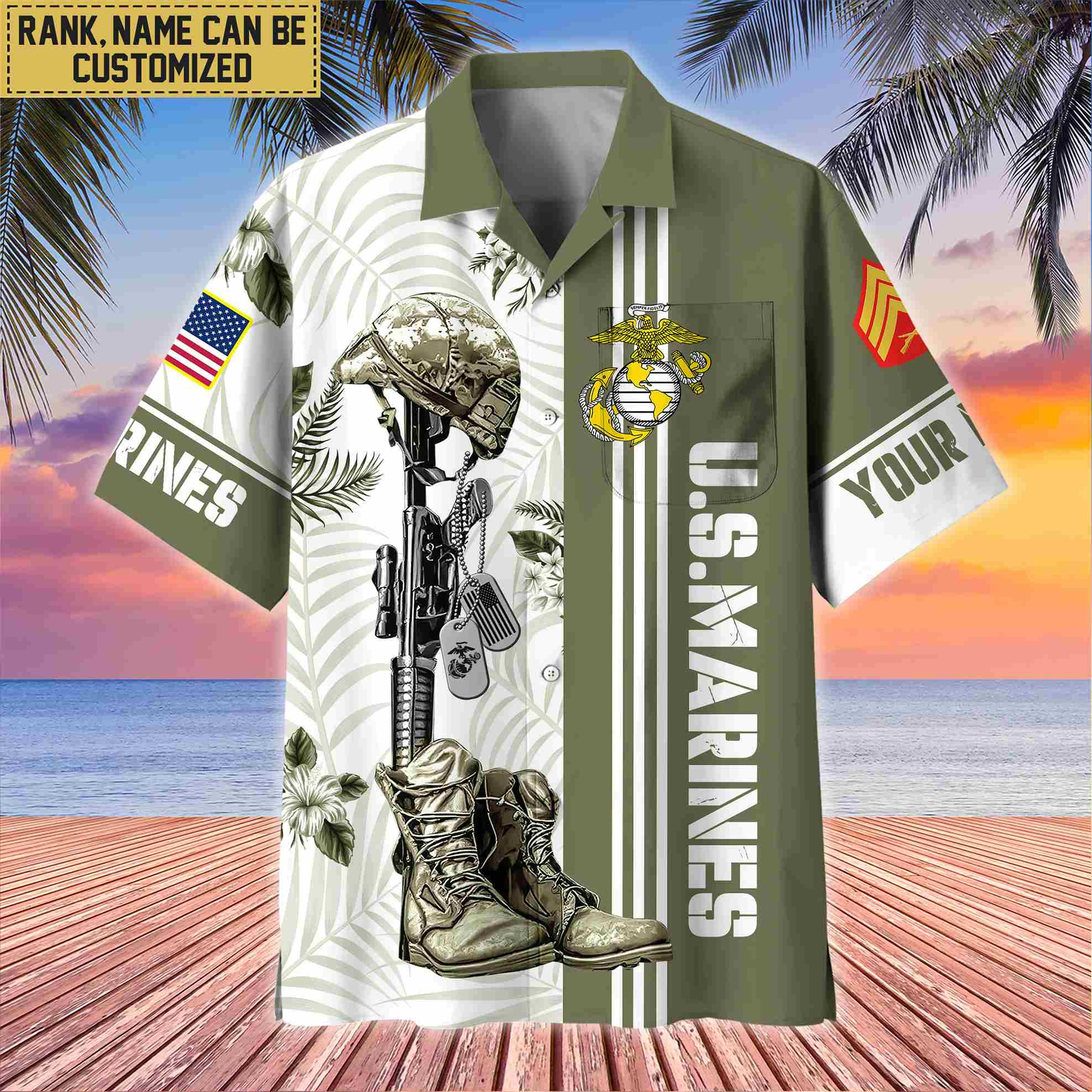 Premium Custom USMC Veteran Hawaii Shirt With Pocket, Gifts For Veterans Day, Father’s Day, Gifts for Marine Veteran VPVC402003