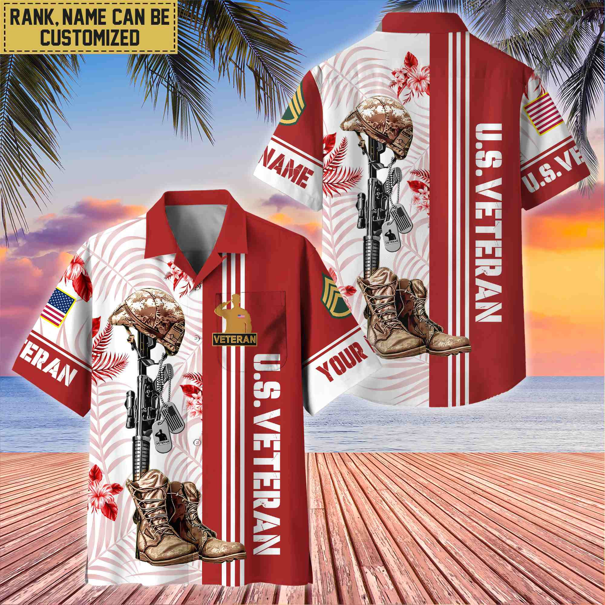 Premium Custom US Veteran Hawaii Shirt With Pocket, Gifts For Veterans Day, Father’s Day, Gifts for US Veteran VPVC402007