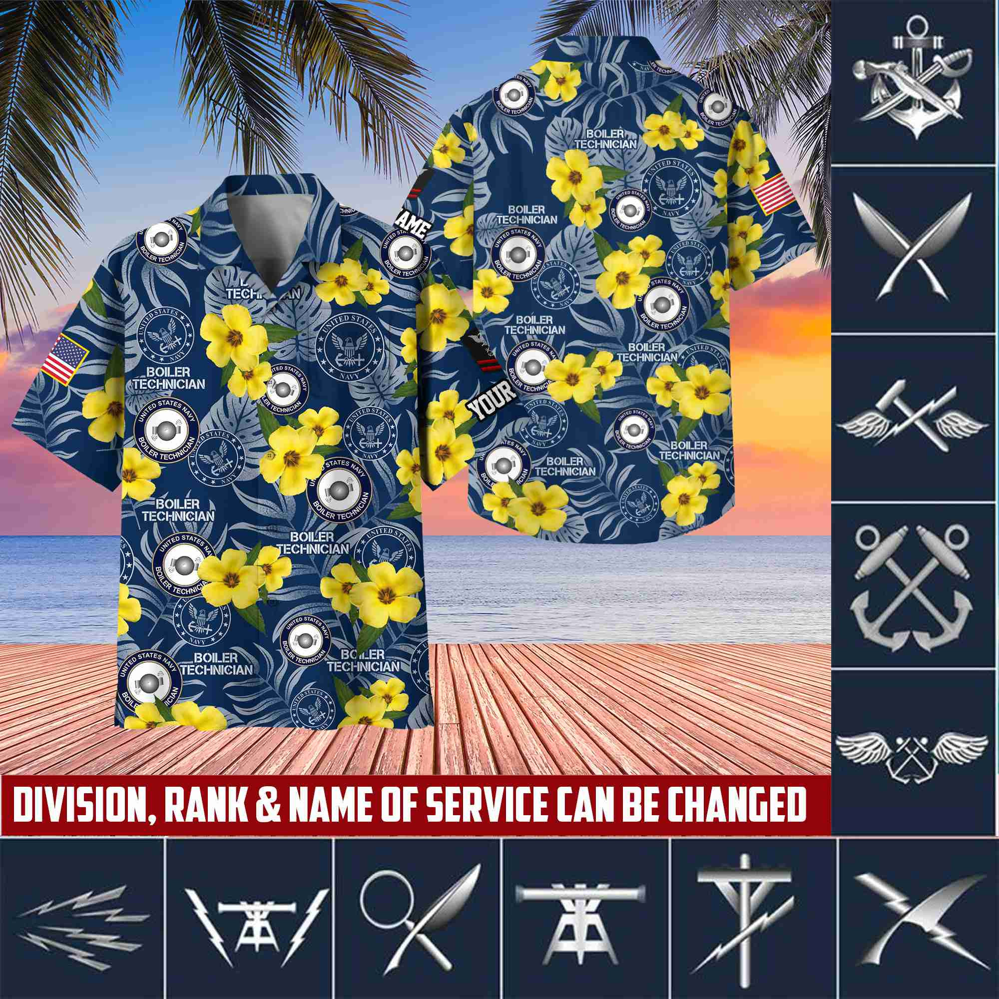 US Navy Hawaiian Shirt With Pocket, Custom Rank, Name, Gifts For Navy Veteran, Gifts For Veterans Day, Father’s Day VPVC400802