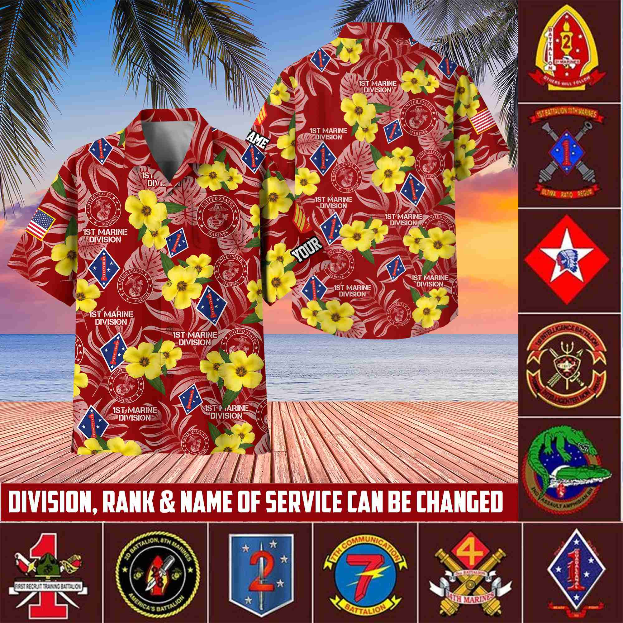 USMC Hawaiian Shirt With Pocket, Custom Rank, Name, Gifts For Marine Veteran, Gifts For Veterans Day, Father’s Day VPVC400803