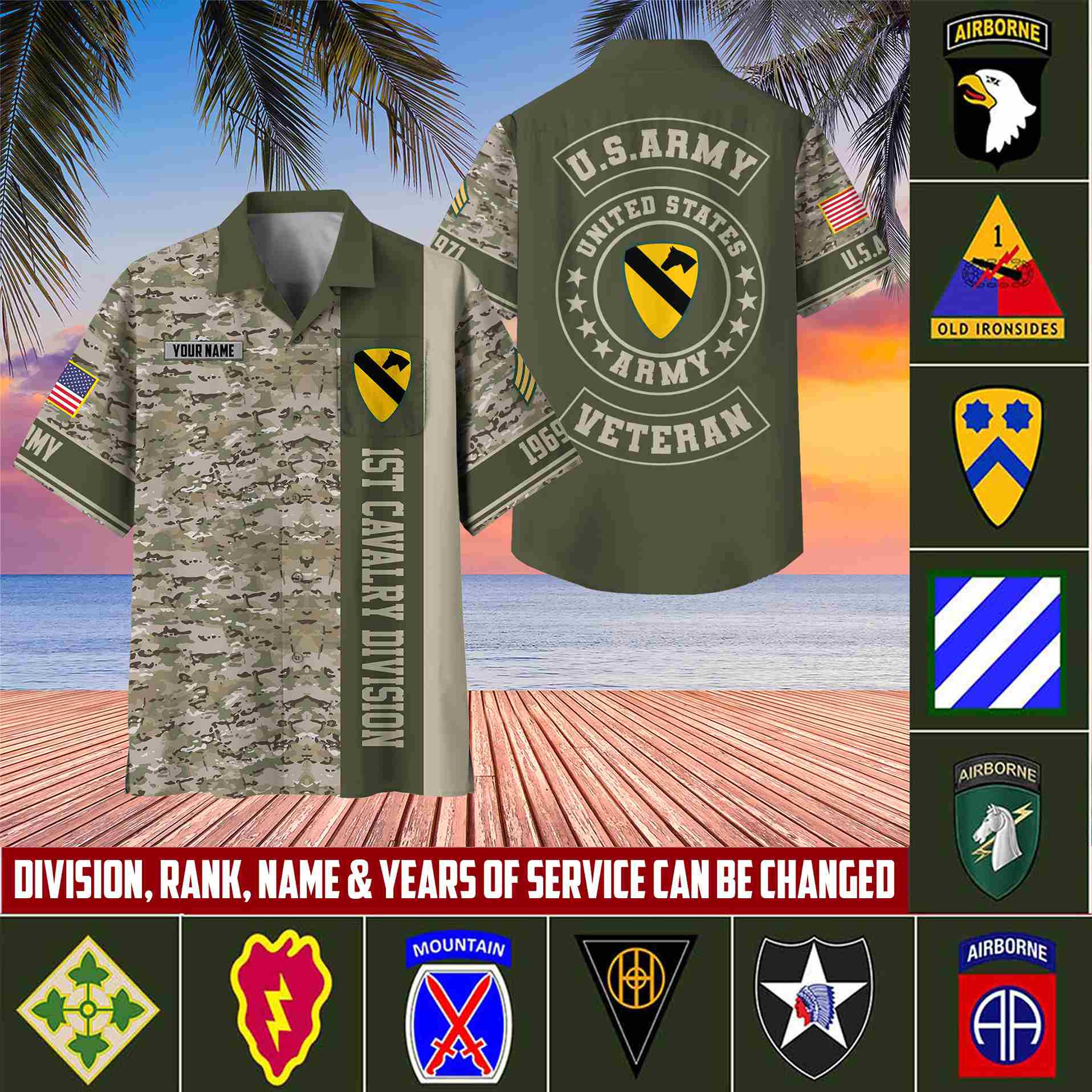 Premium Custom Rank, Name, Unit, US Army Hawaiian Shirt With Pocket, Gifts for Army Veteran, Gifts For Dad, For Husband Veteran VPVC401701