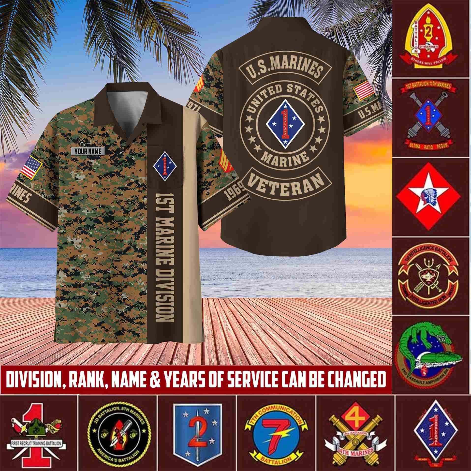 Premium Custom Rank, Name, Unit, USMC Hawaiian Shirt With Pocket, Gifts for Marine Veteran, Gifts For Dad, For Husband Veteran VPVC401703