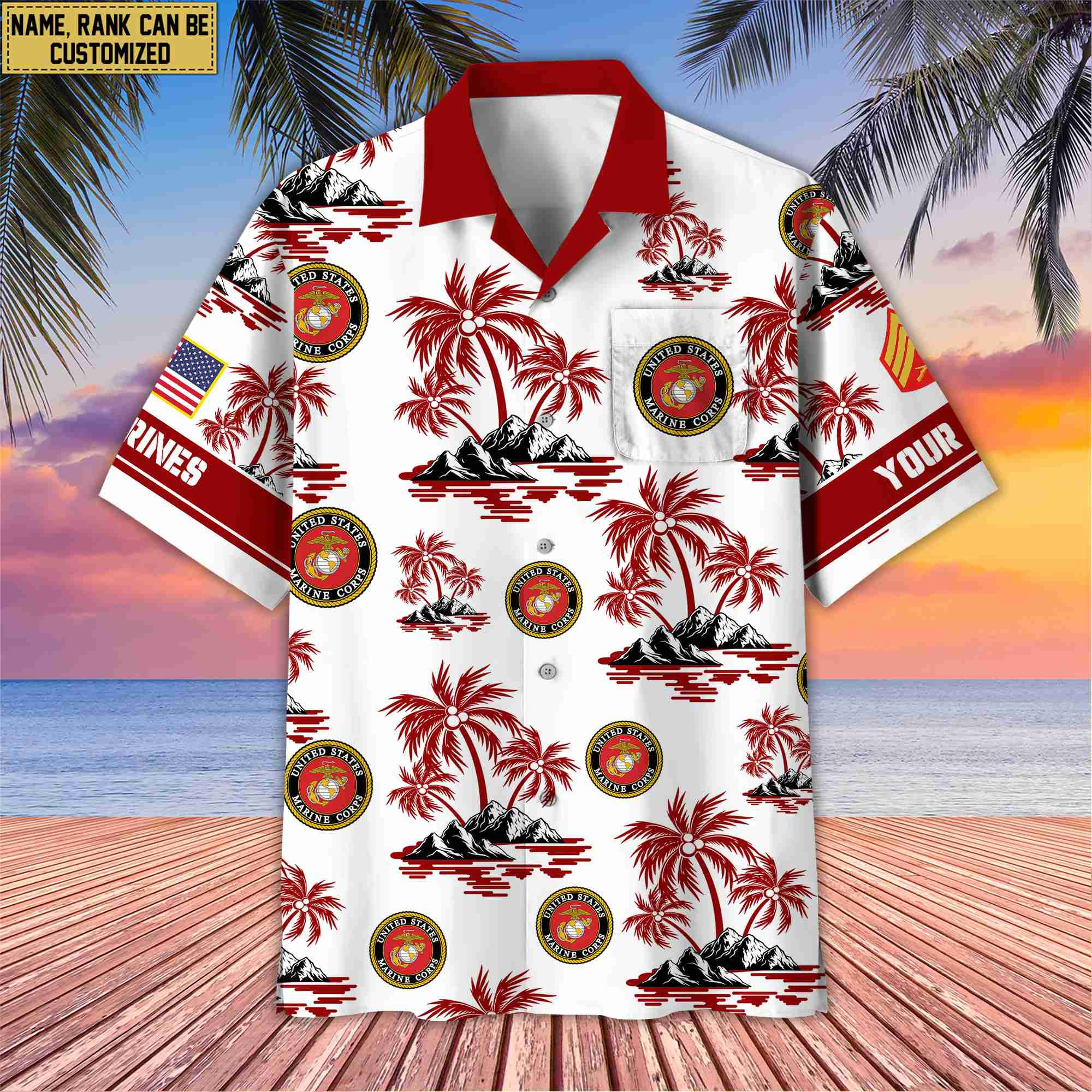 Premium Custom USMC Veteran Hawaiian Shirt With Pocket, Gifts For Veterans Day, Father’s Day, Gifts for Marine Veteran VPVC401903