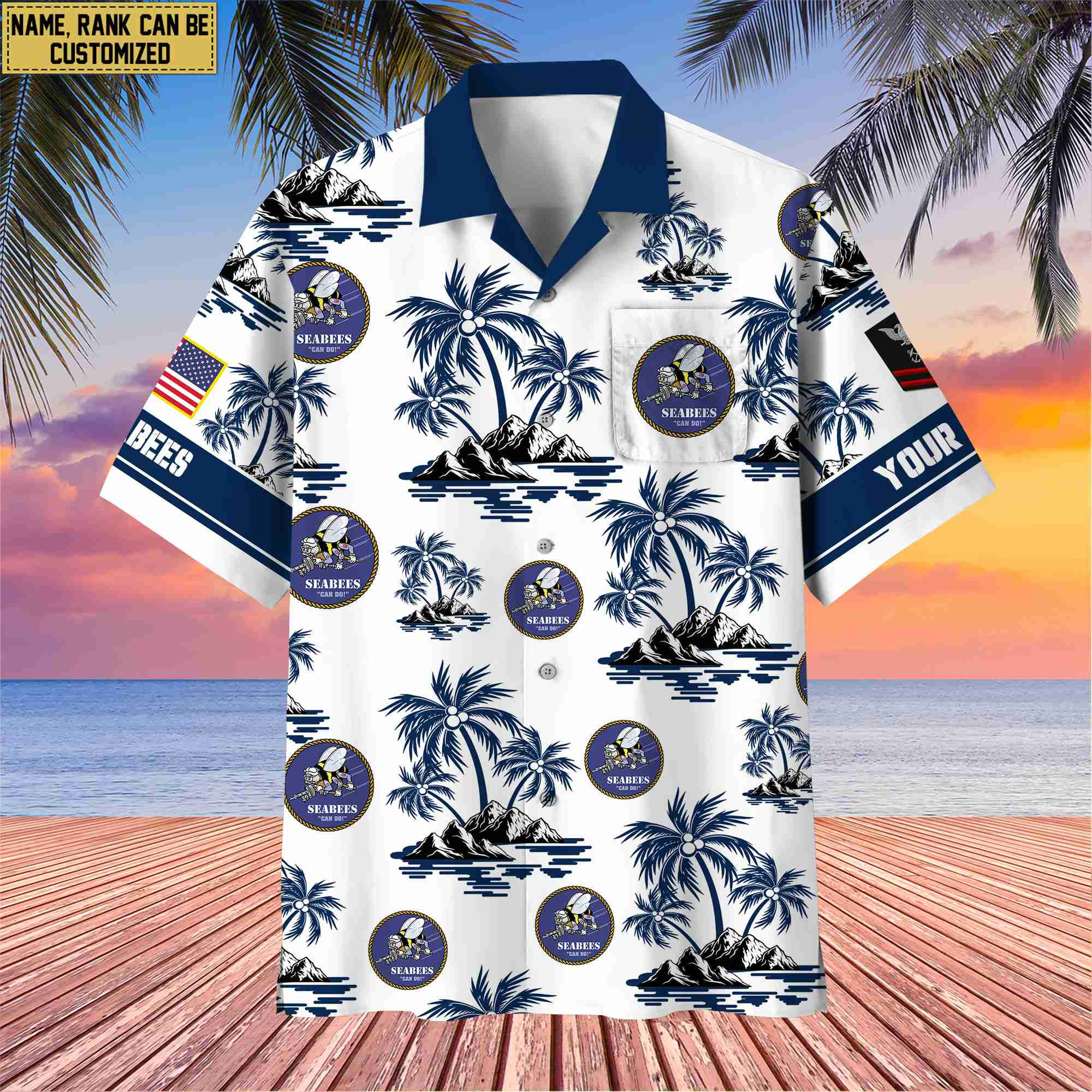 Premium Custom US Seabees Hawaiian Shirt With Pocket, Gifts For Veterans Day, Father’s Day, Gifts for Seabees Veteran VPVC401908