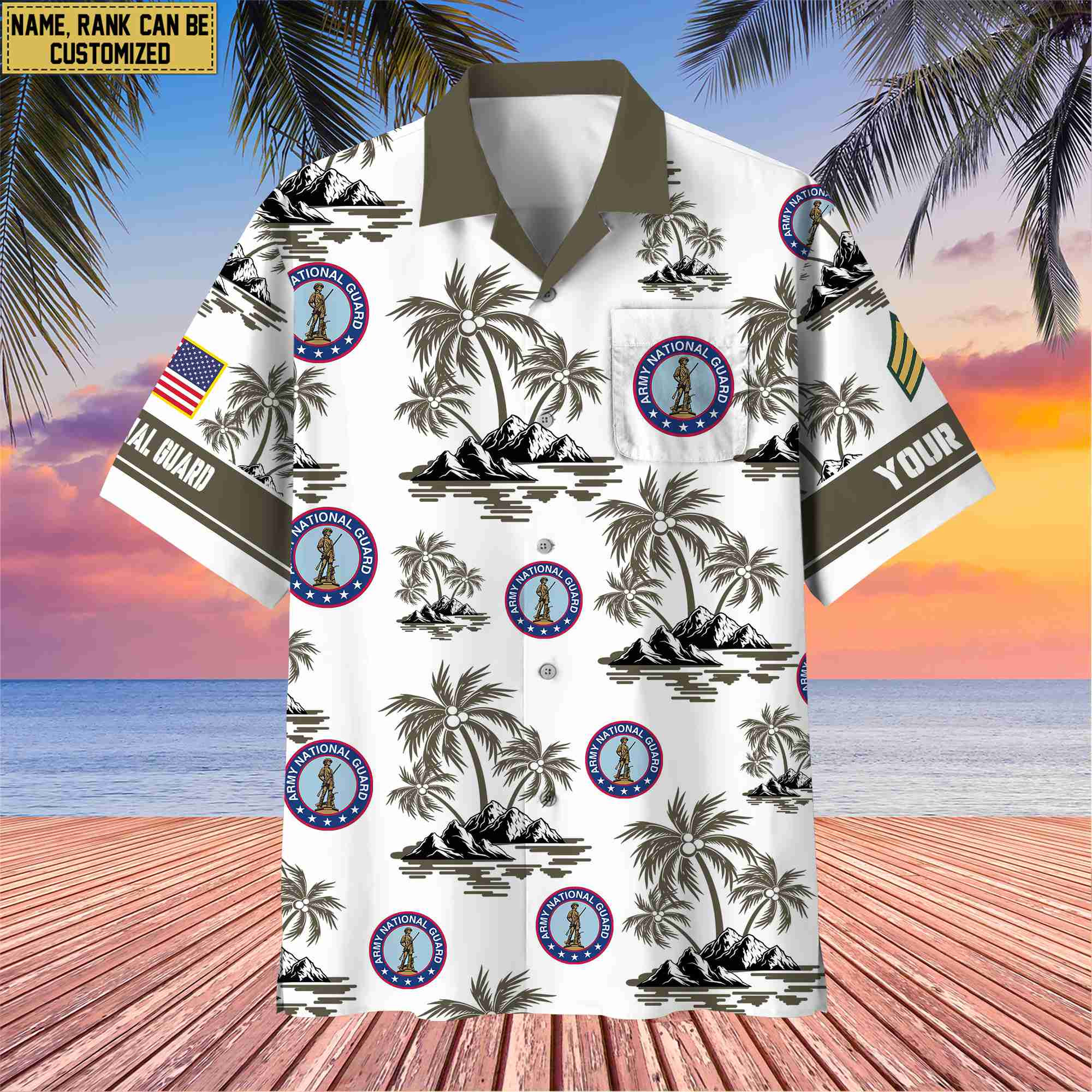 Premium Custom US Army National Guard Hawaiian Shirt With Pocket, Gifts For Veterans Day, Father’s Day, Gifts for Army National Guard Veteran VPVC401909