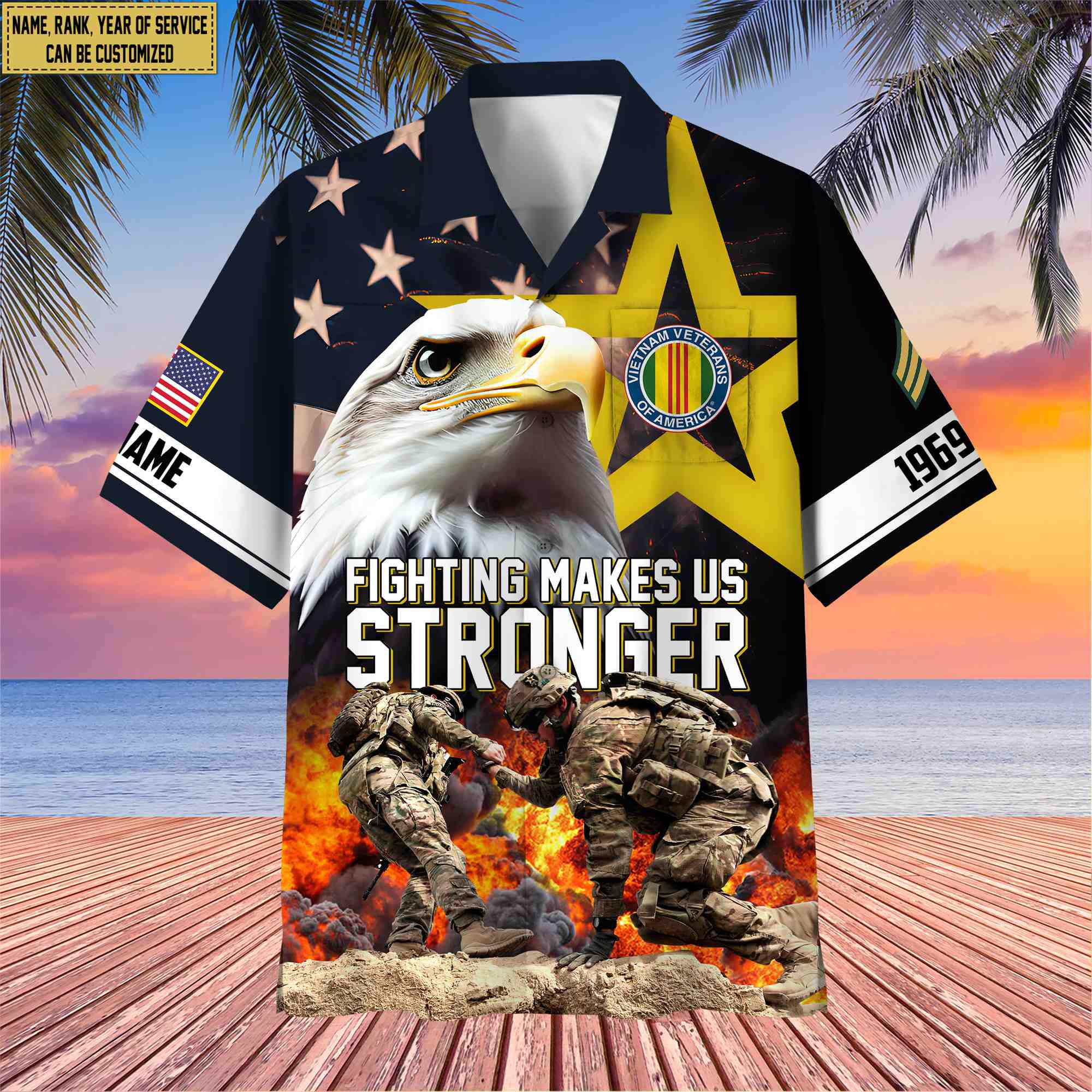 Premium Custom Rank, Name, Unit, Vietnam Veteran Hawaiian Shirt With Pocket, Gifts for Vietnam Veteran, Gifts For Dad, For Husband Veteran VPVC402206