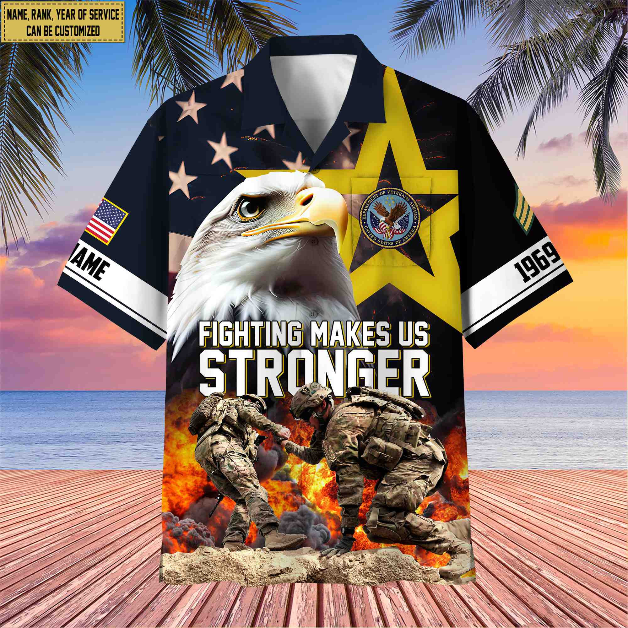 Premium Custom Rank, Name, US Veteran Hawaiian Shirt With Pocket, Gifts for US Veteran, Gifts For Dad, For Husband Veteran VPVC402207