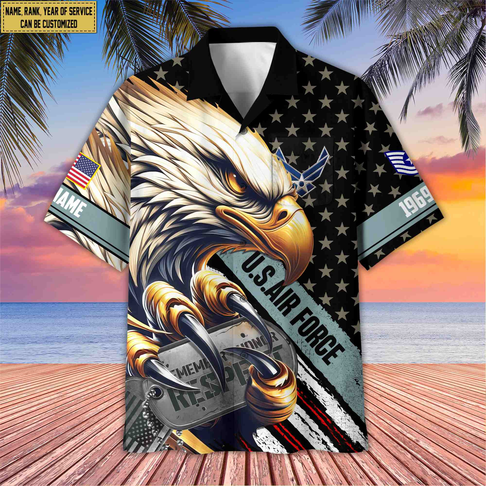 Premium Custom Rank, Name, USAF Veteran Hawaiian Shirt With Pocket, Gifts for Air Force Veteran, Gifts For Veterans Day, Father’s Day VPVC402304