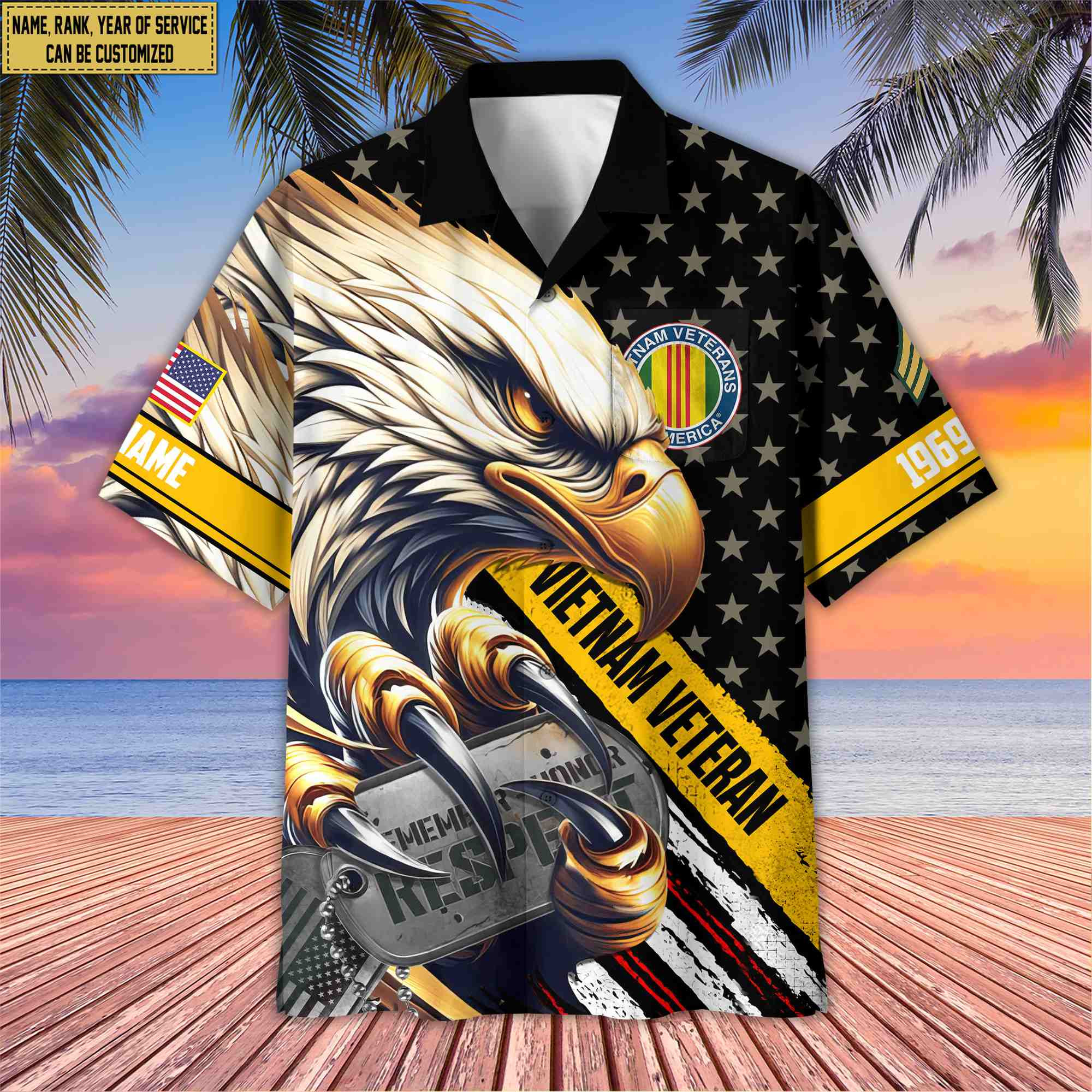 Premium Custom Rank, Name, Vietnam Veteran Hawaiian Shirt With Pocket, Gifts for Vietnam Veteran, Gifts For Veterans Day, Father’s Day VPVC402306