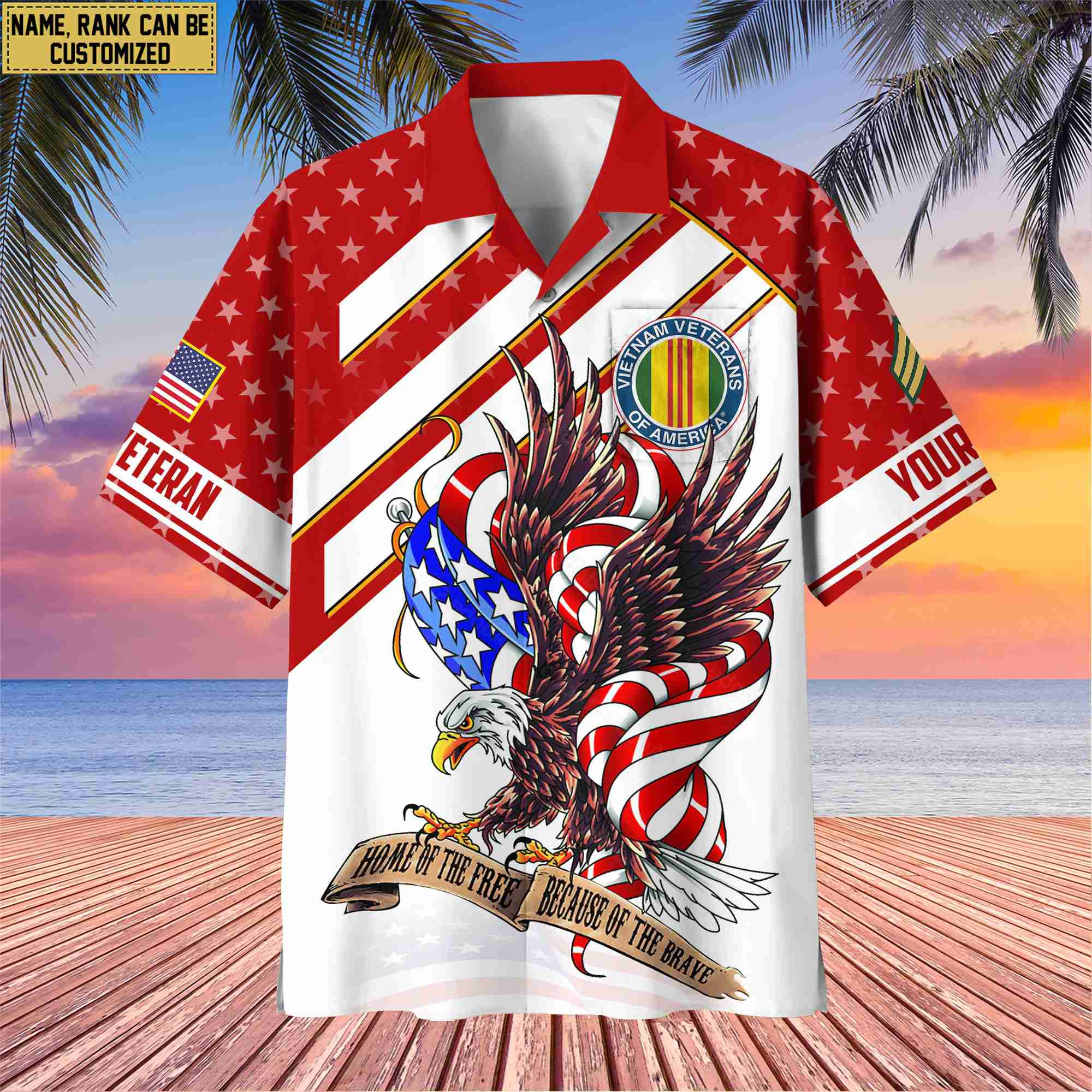 Custom Rank, Name, Vietnam Veteran Hawaiian Shirt With Pocket, Gifts For Dad, For Husband Vietnam Veteran VPVC402406