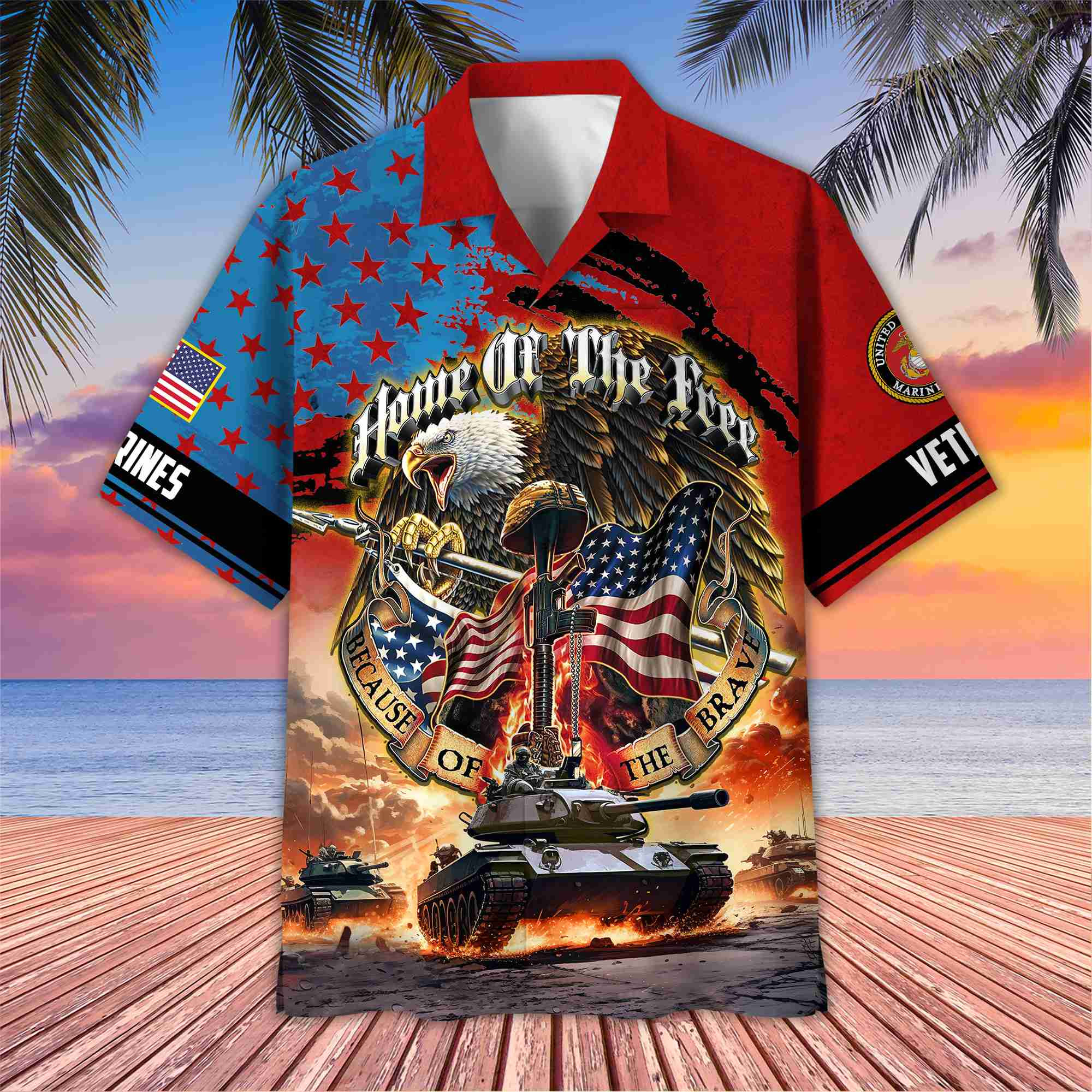 USMC Hawaiian Shirt With Pocket, Gifts For Dad, For Husband, Gifts For Marine Veteran VPVC402903