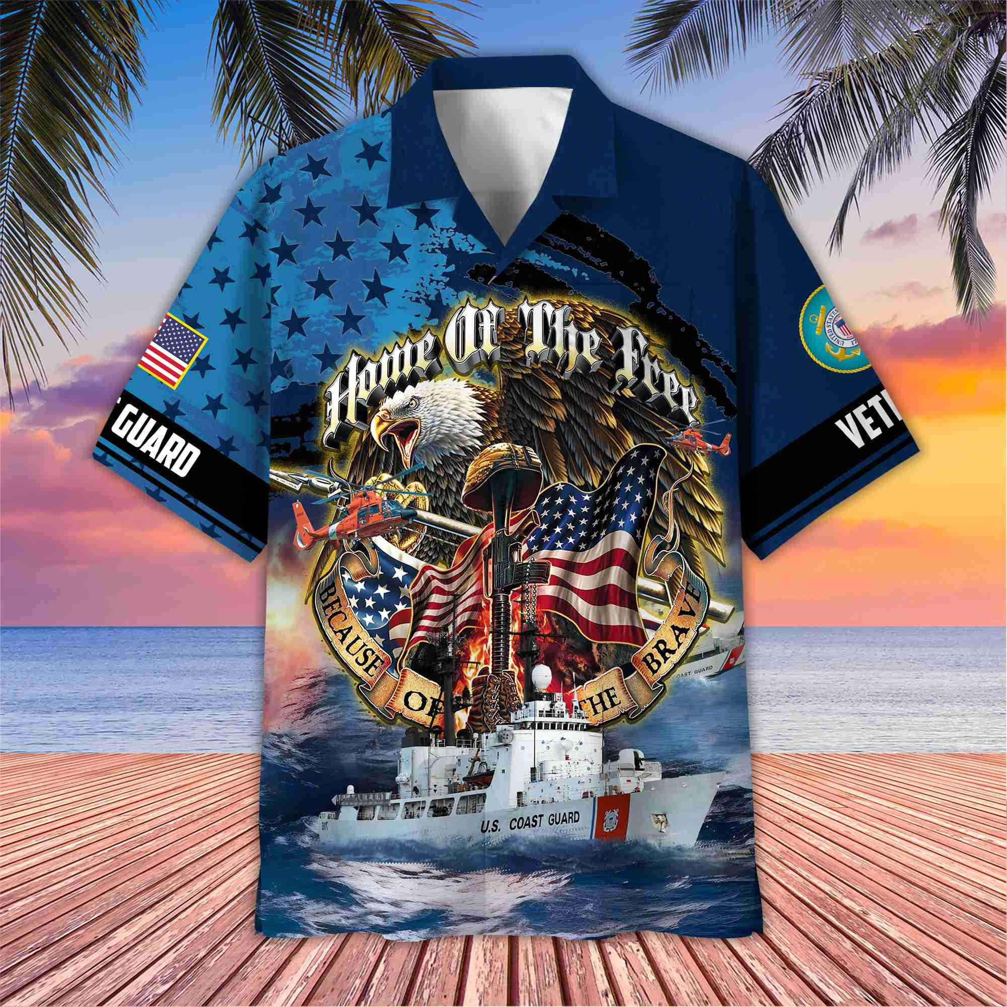 USCG Hawaiian Shirt With Pocket, Gifts For Dad, For Husband, Gifts For Coast Guard Veteran VPVC402905