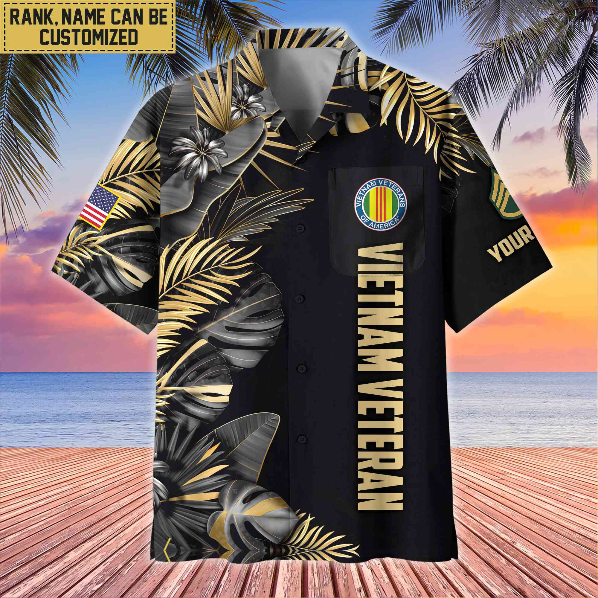 Premium Custom Name, Rank Vietnam Veteran Hawaiian Shirt With Pocket, Gifts For Dad, For Husband, Gifts For Vietnam Veteran VPVC402106
