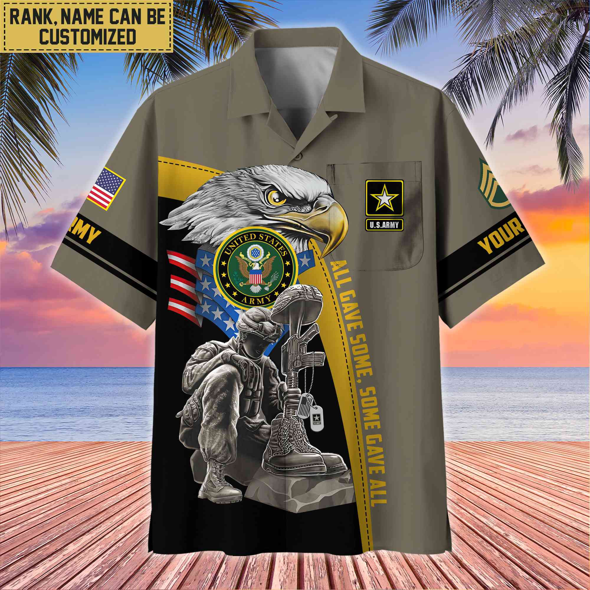 Premium Custom Name, Rank US Army Veteran Hawaiian Shirt With Pocket, Gifts For Veterans Day, Father’s Day, Gifts For US Army Veteran VPVC402601