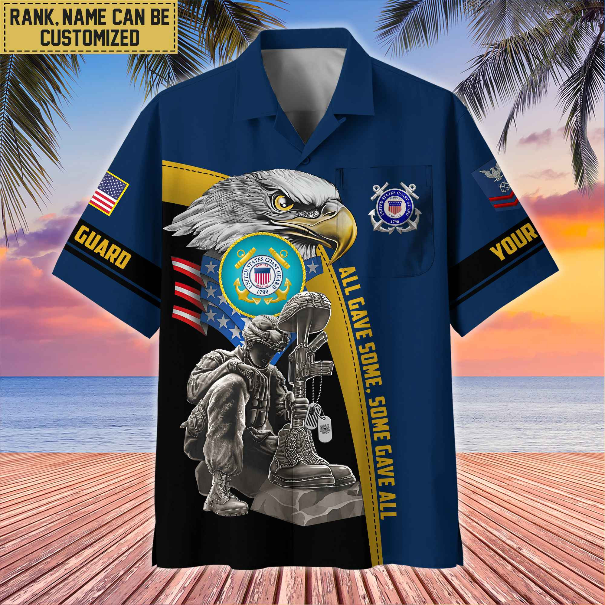 Premium Custom Name, Rank USCG Veteran Hawaiian Shirt With Pocket, Gifts For Veterans Day, Father’s Day, Gifts For US Coast Guard Veteran VPVC402605