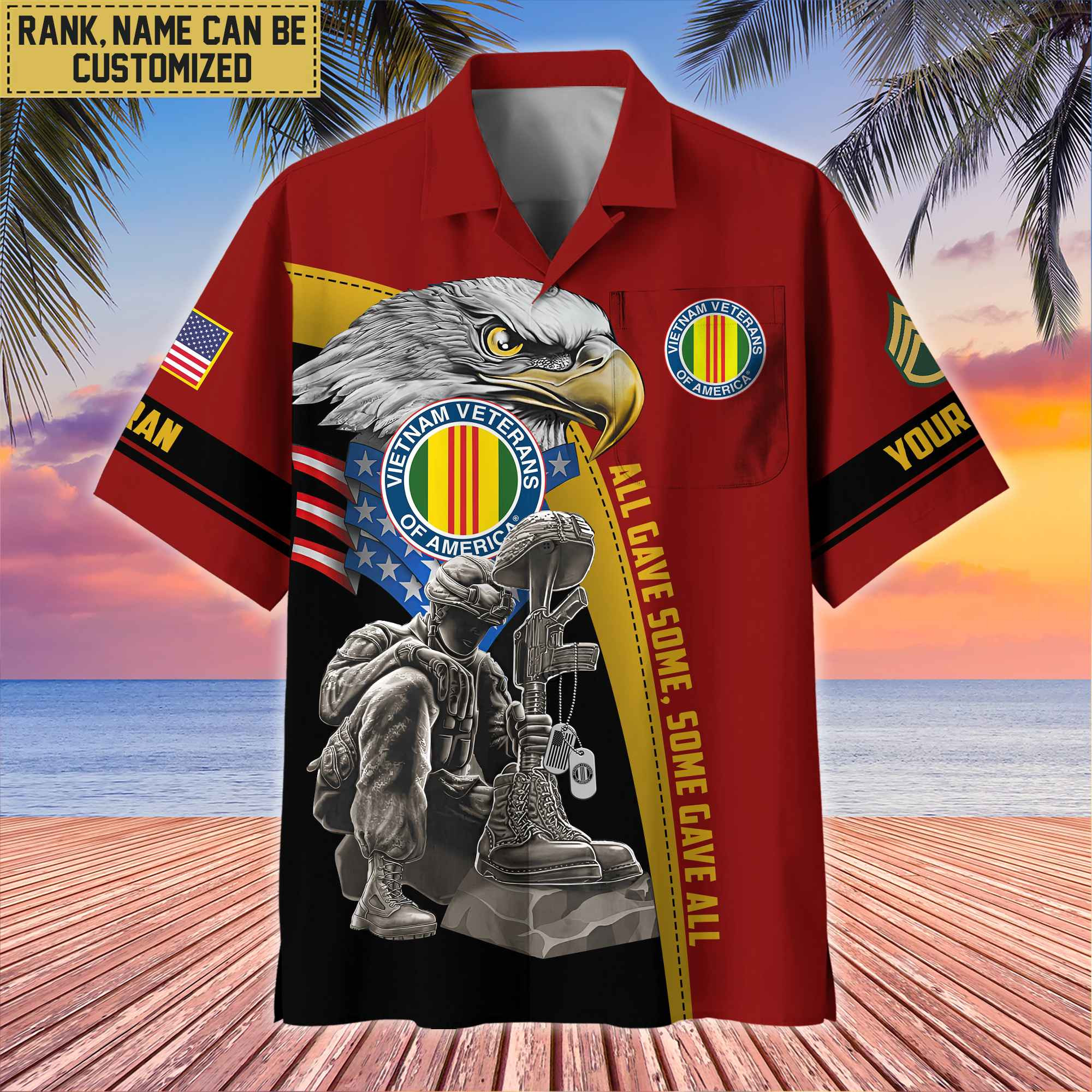 Premium Custom Name, Rank Vietnam Veteran Hawaiian Shirt With Pocket, Gifts For Veterans Day, Father’s Day, Gifts For US Vietnam Veteran VPVC402606