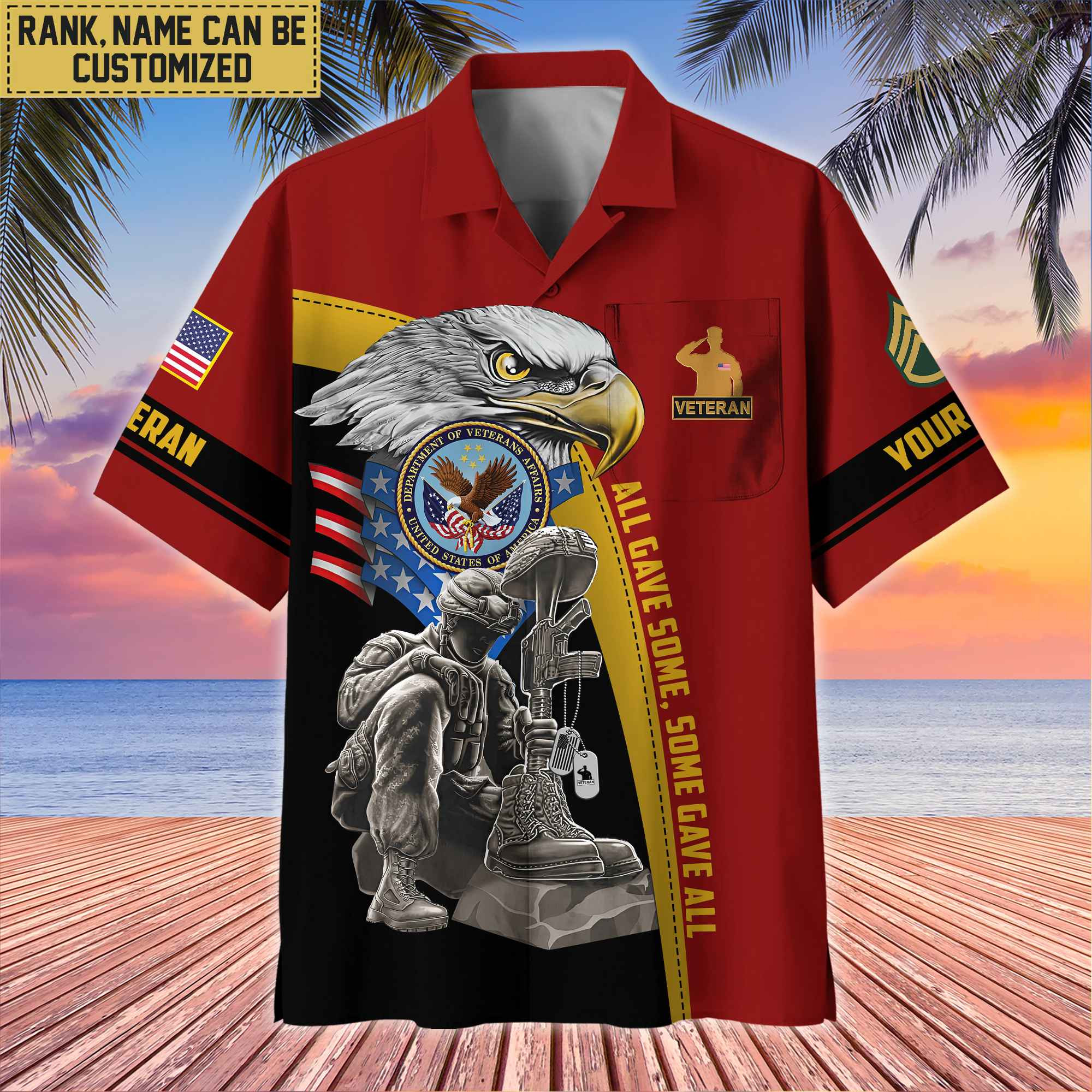 Premium Custom Name, Rank US Veteran Hawaiian Shirt With Pocket, Gifts For Veterans Day, Father’s Day, Gifts For US Veteran VPVC402607