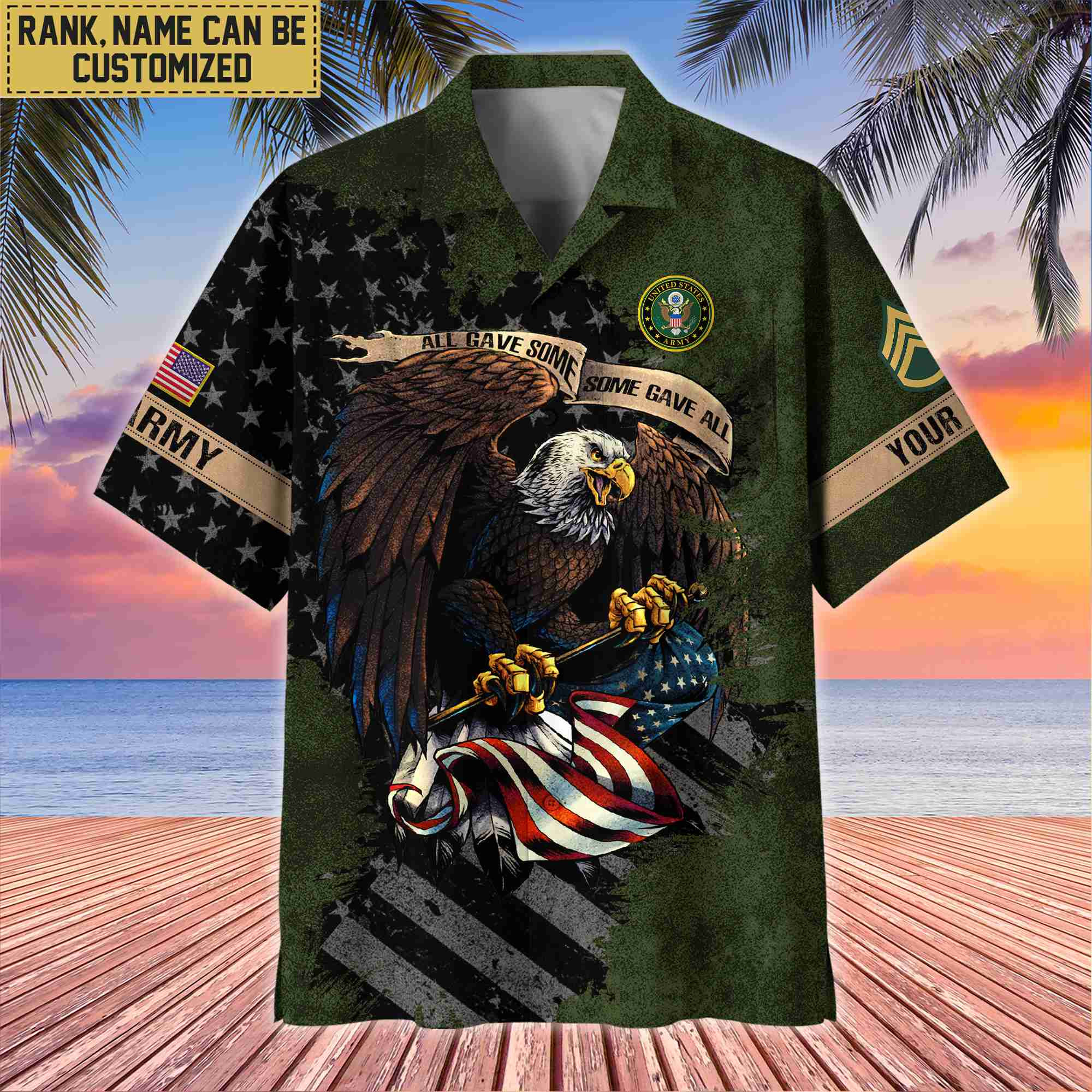 Premium Custom Name, Rank US Army Veteran Hawaiian Shirt With Pocket, Gifts For Veterans Day, Father’s Day, Gifts For US Army Veteran VPVC402701