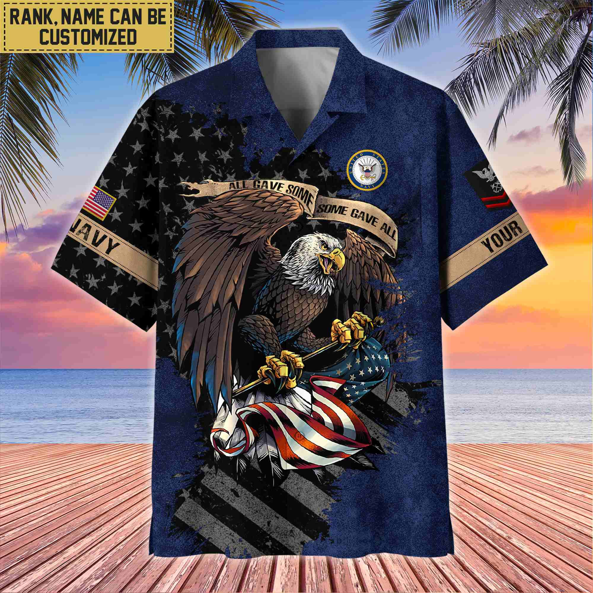 Premium Custom Name, Rank US Navy Veteran Hawaiian Shirt With Pocket, Gifts For Veterans Day, Father’s Day, Gifts For US Navy Veteran VPVC402702