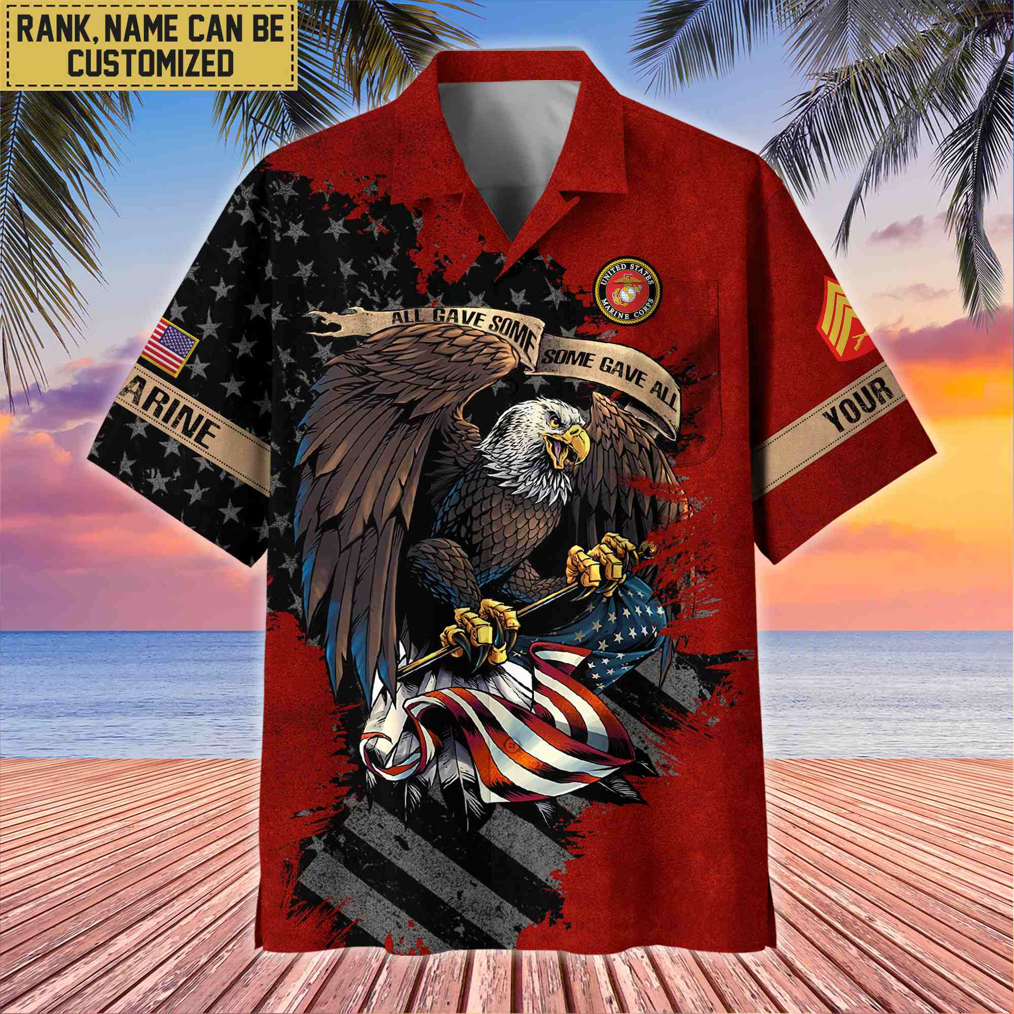 Premium Custom Name, Rank USMC Veteran Hawaiian Shirt With Pocket, Gifts For Veterans Day, Father’s Day, Gifts For US Marine Veteran VPVC402703