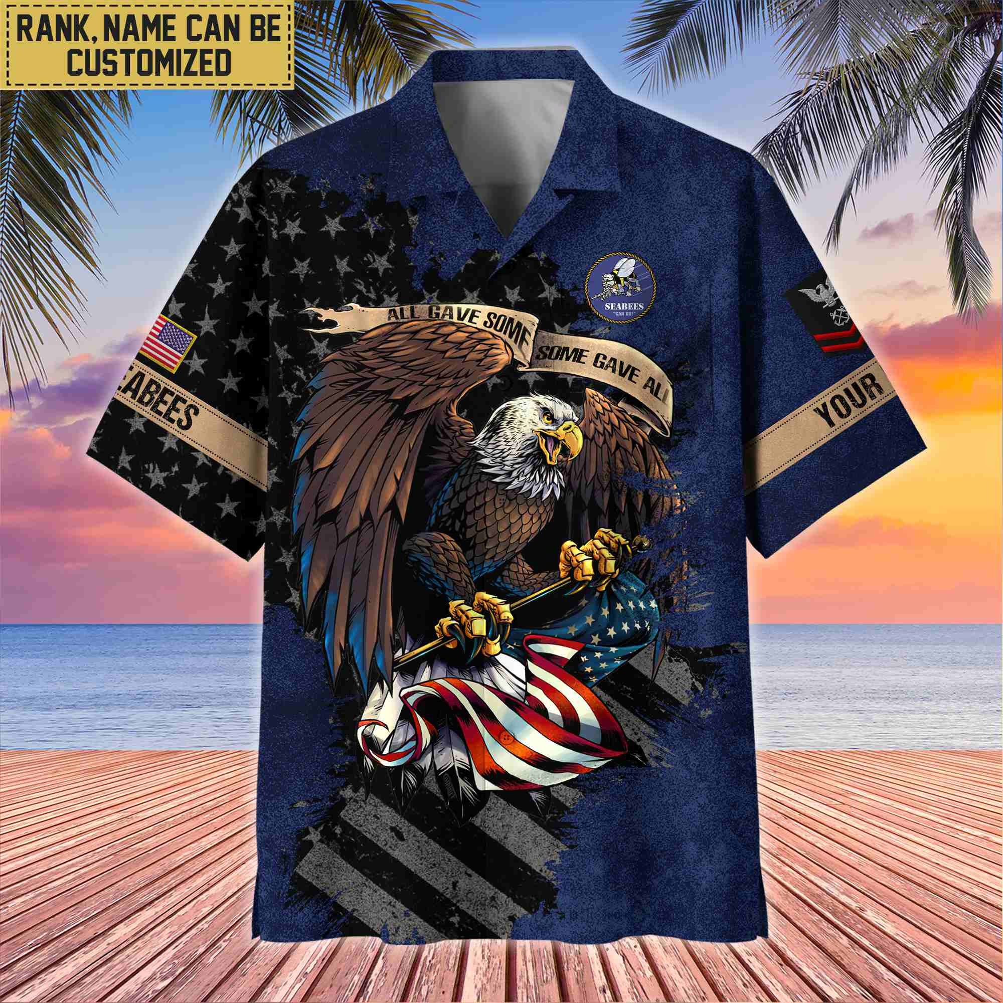 Premium Custom Name, Rank US Seabees Veteran Hawaiian Shirt With Pocket, Gifts For Veterans Day, Father’s Day, Gifts For US Seabees Veteran VPVC402708