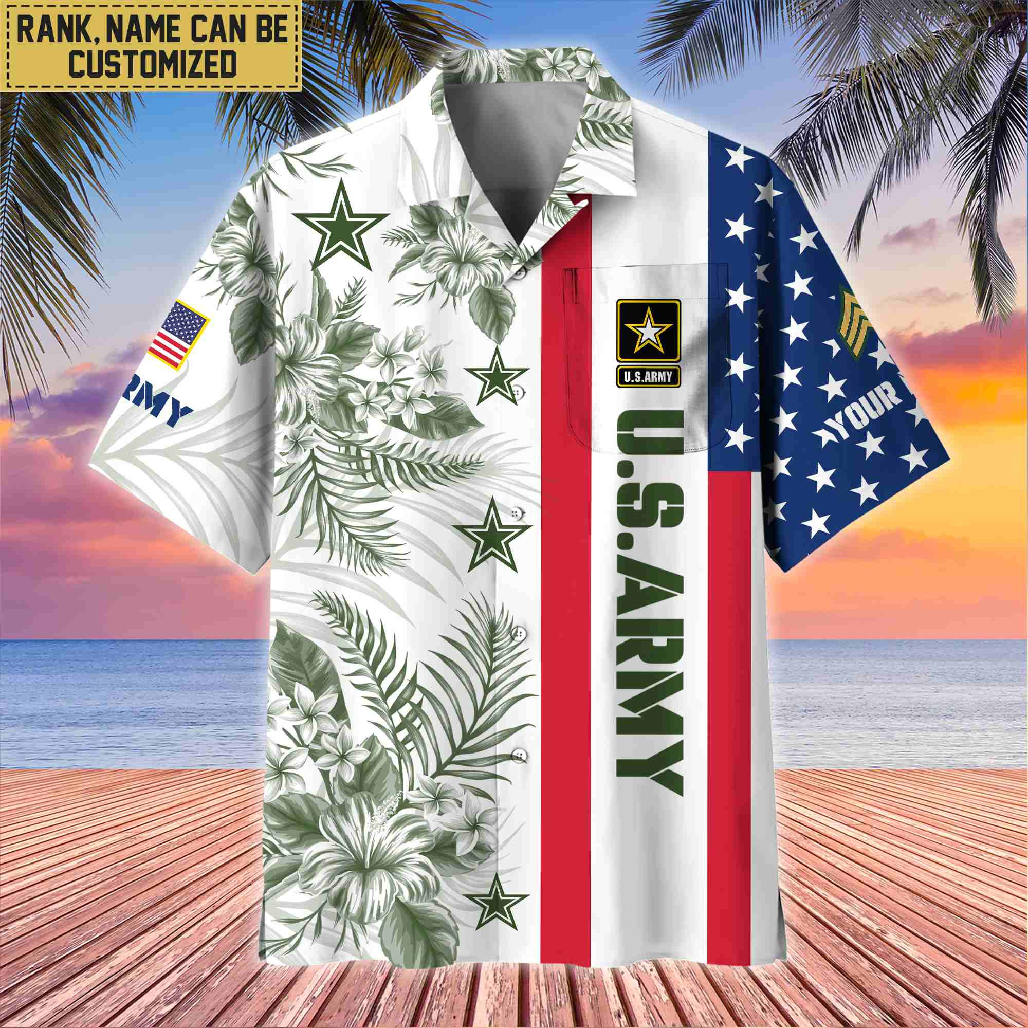 Premium Custom Name, Rank US Army Hawaiian Shirt With Pocket, Gifts For Veterans Day, Father’s Day, Gifts for Army Veteran VPVC403501