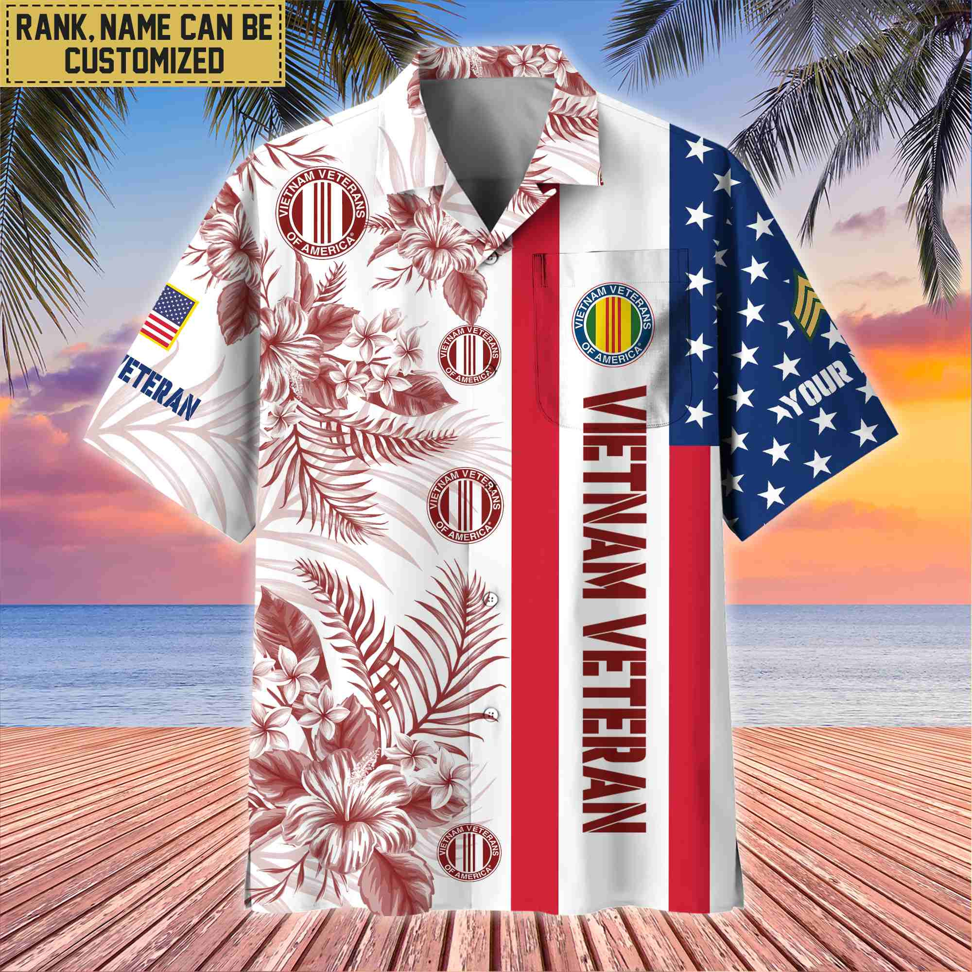 Premium Custom Name, Rank Vietnam Veteran Hawaiian Shirt With Pocket, Gifts For Veterans Day, Father’s Day, Gifts for Vietnam Veteran VPVC403506