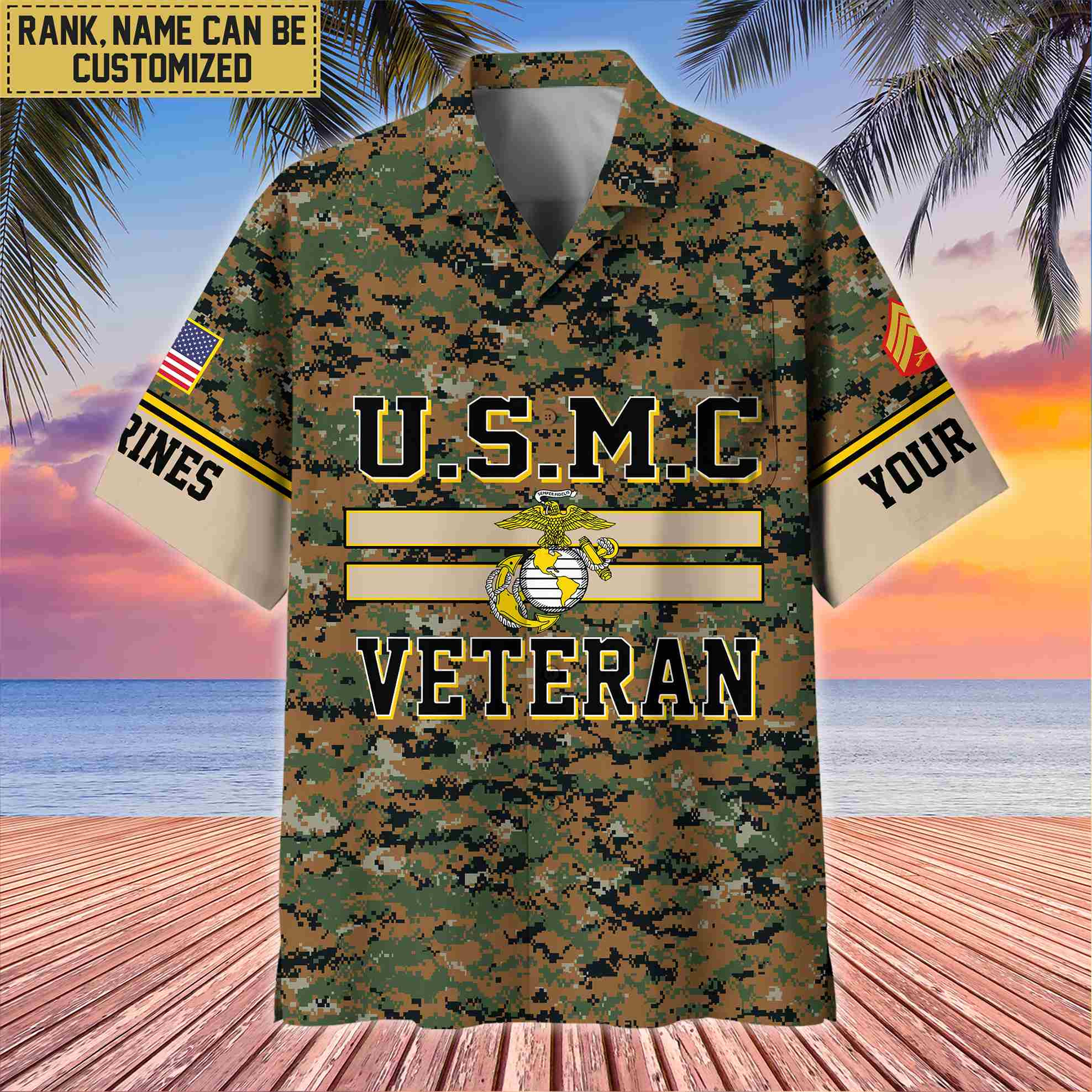 USMC Hawaiian Shirt With Pocket, Gifts For Dad, For Husband, Gifts For Marine Veteran VPVC403603