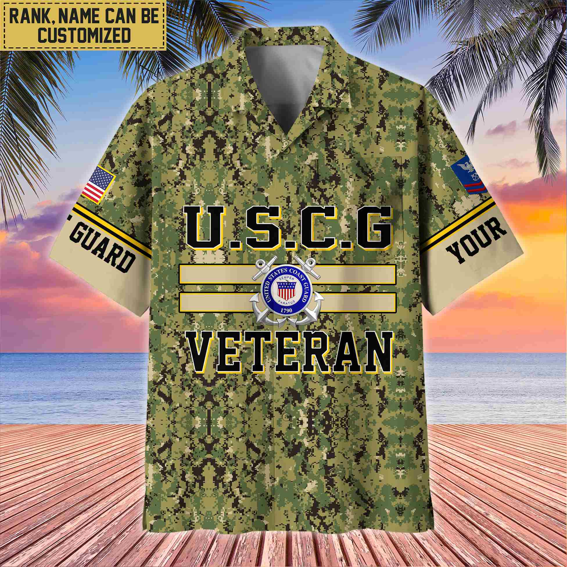 USCG Hawaiian Shirt With Pocket, Gifts For Dad, For Husband, Gifts For Coast Guard Veteran VPVC403605