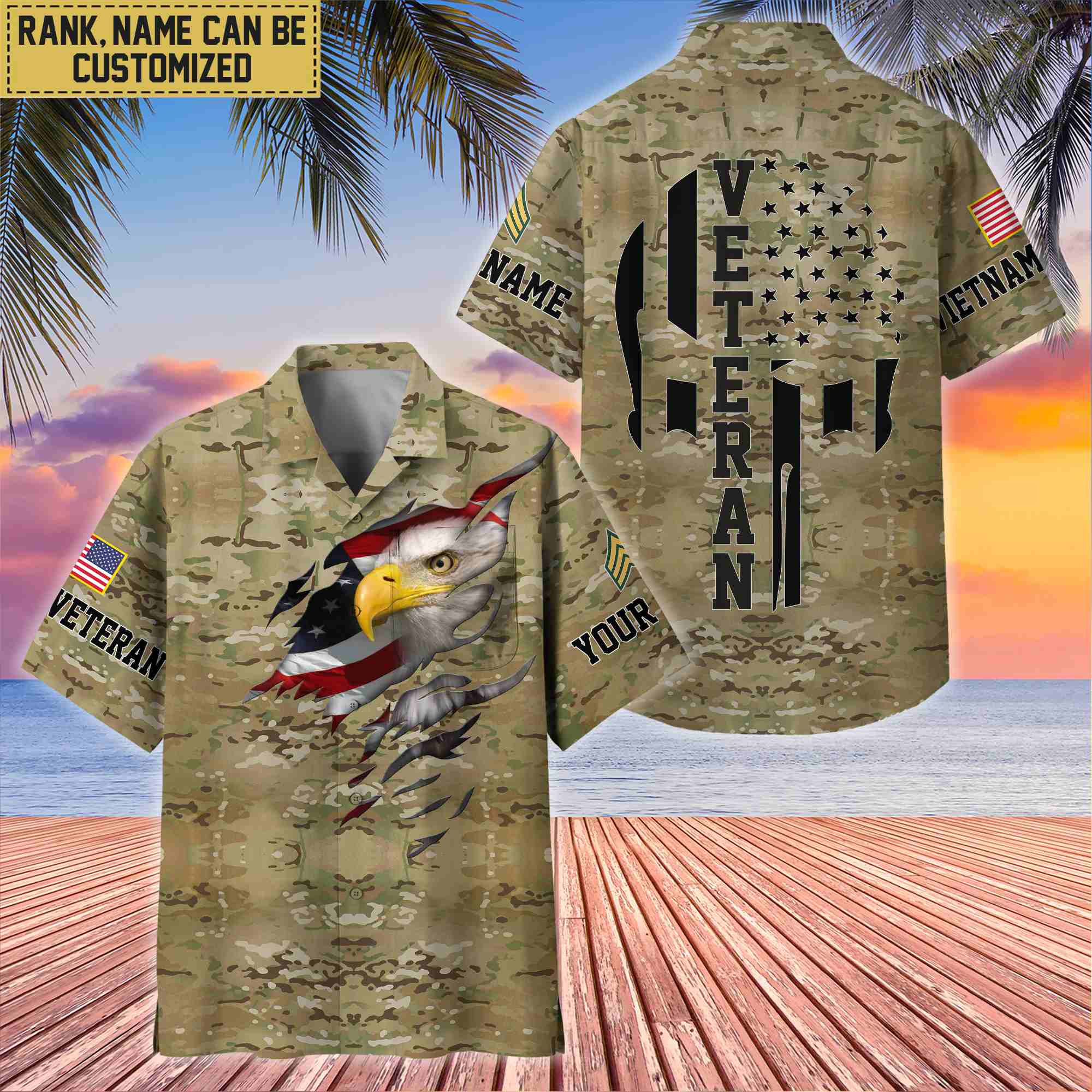 Premium Custom Name, Rank Vietnam Veteran Hawaiian Shirt With Pocket, Gifts For Dad, For Husband, Gifts For Vietnam Veteran VPVC403706
