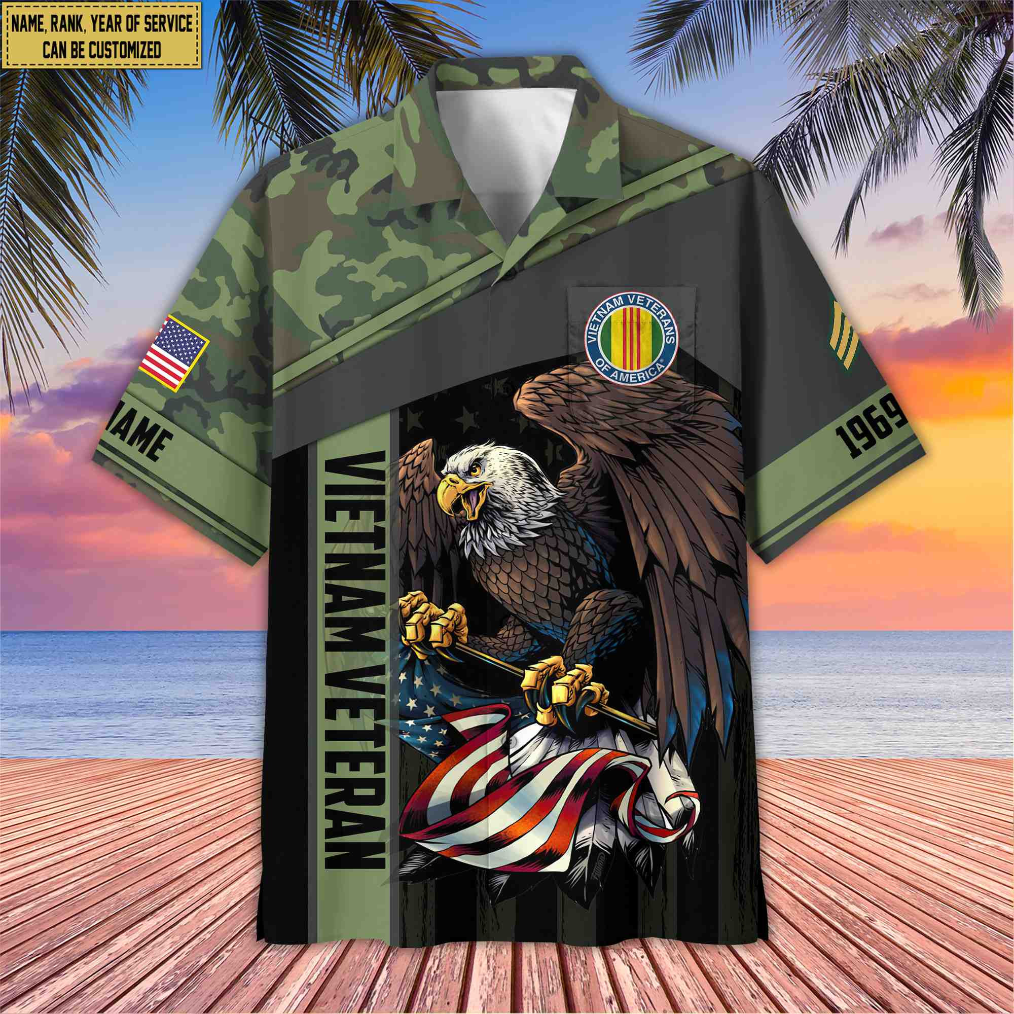 Premium Custom Name, Rank Vietnam Veteran Hawaiian Shirt With Pocket, Gifts For Dad, For Husband, Gifts For Vietnam Veteran VPVC402506