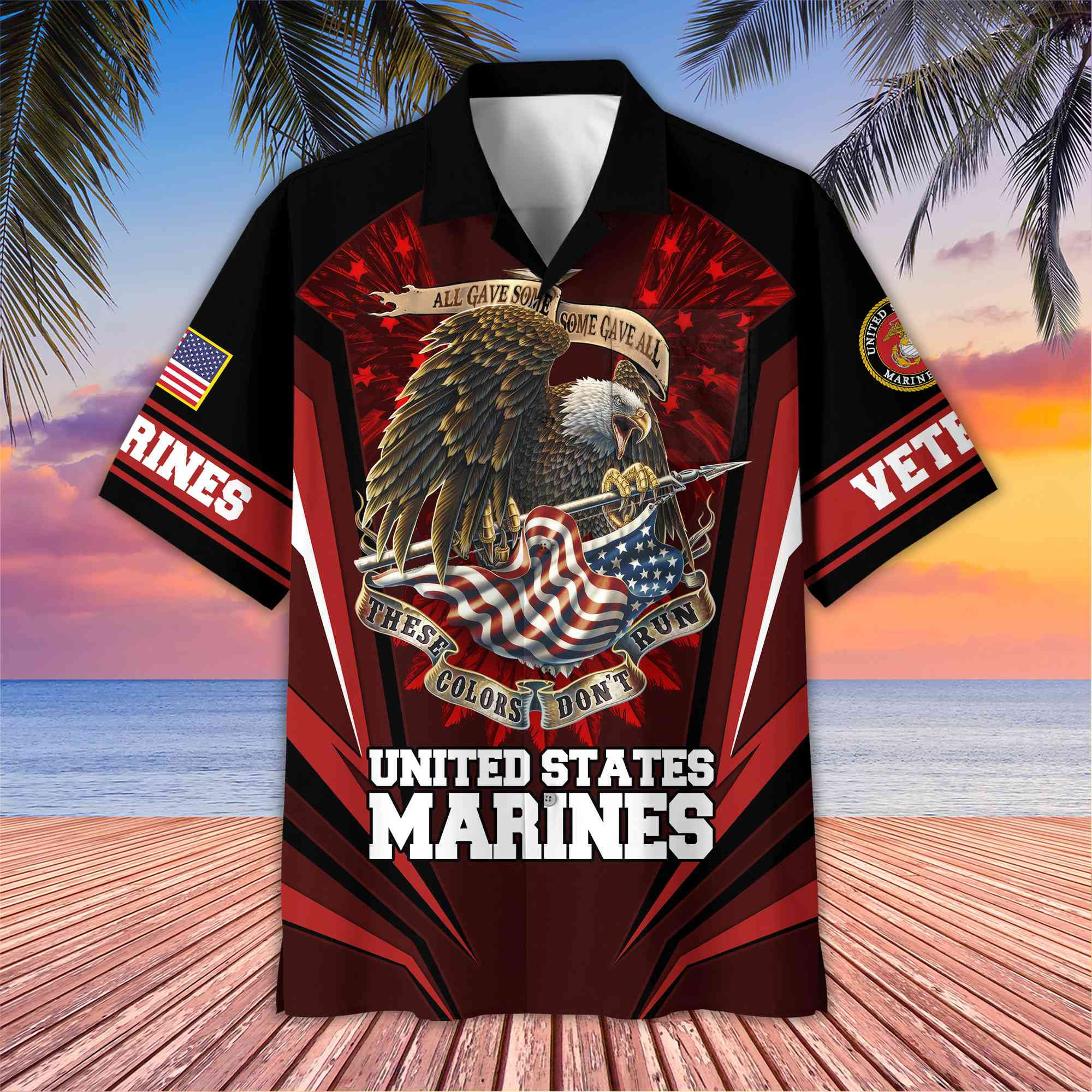 USMC Hawaiian Shirt With Pocket Gifts For US Marine Veteran, Gifts For Veterans Day, Father’s Day VPVC403003