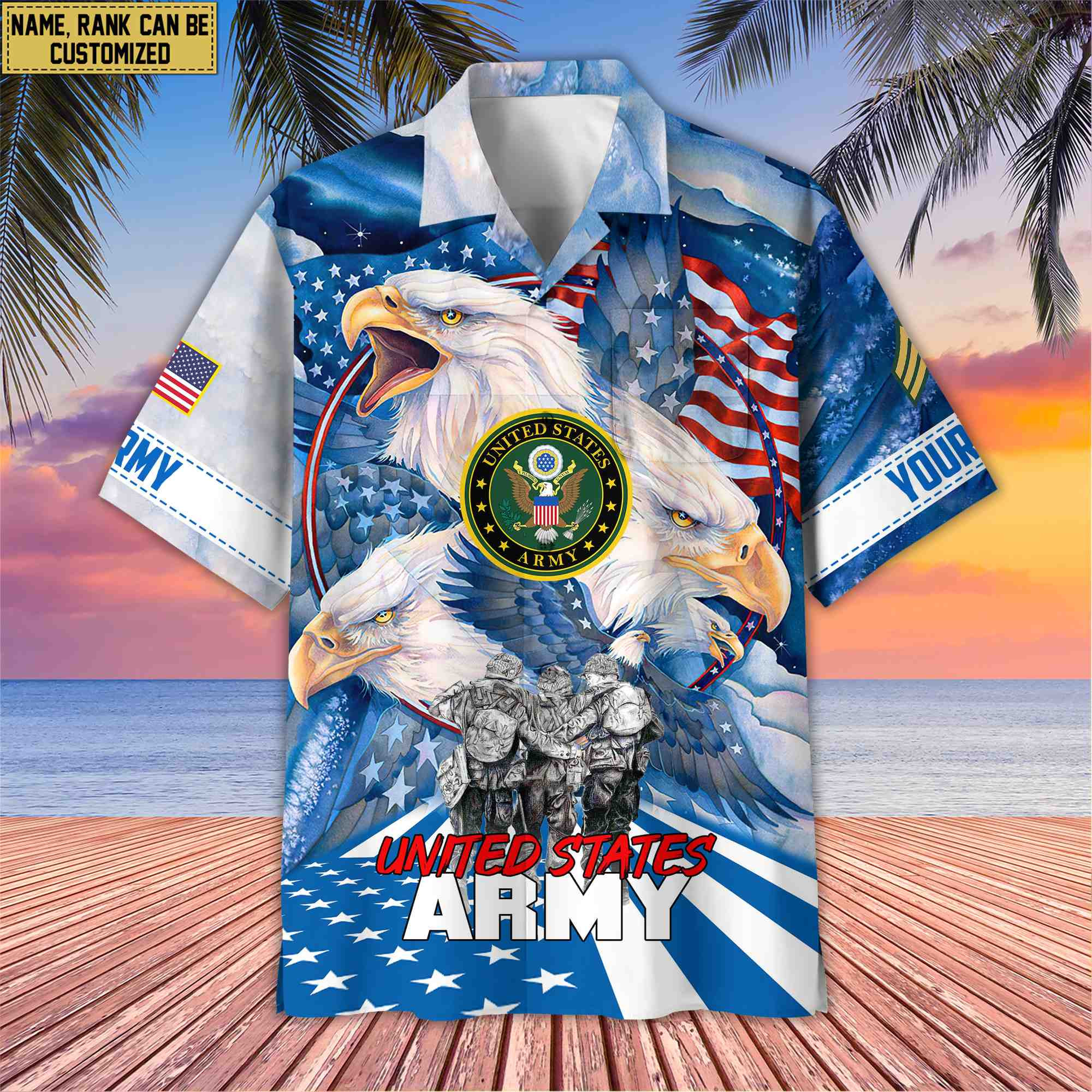 Premium Custom Name, Rank US Army Hawaiian Shirt With Pocket, Gifts For Veterans Day, Father’s Day, Gifts for Army Veteran VPVC403101