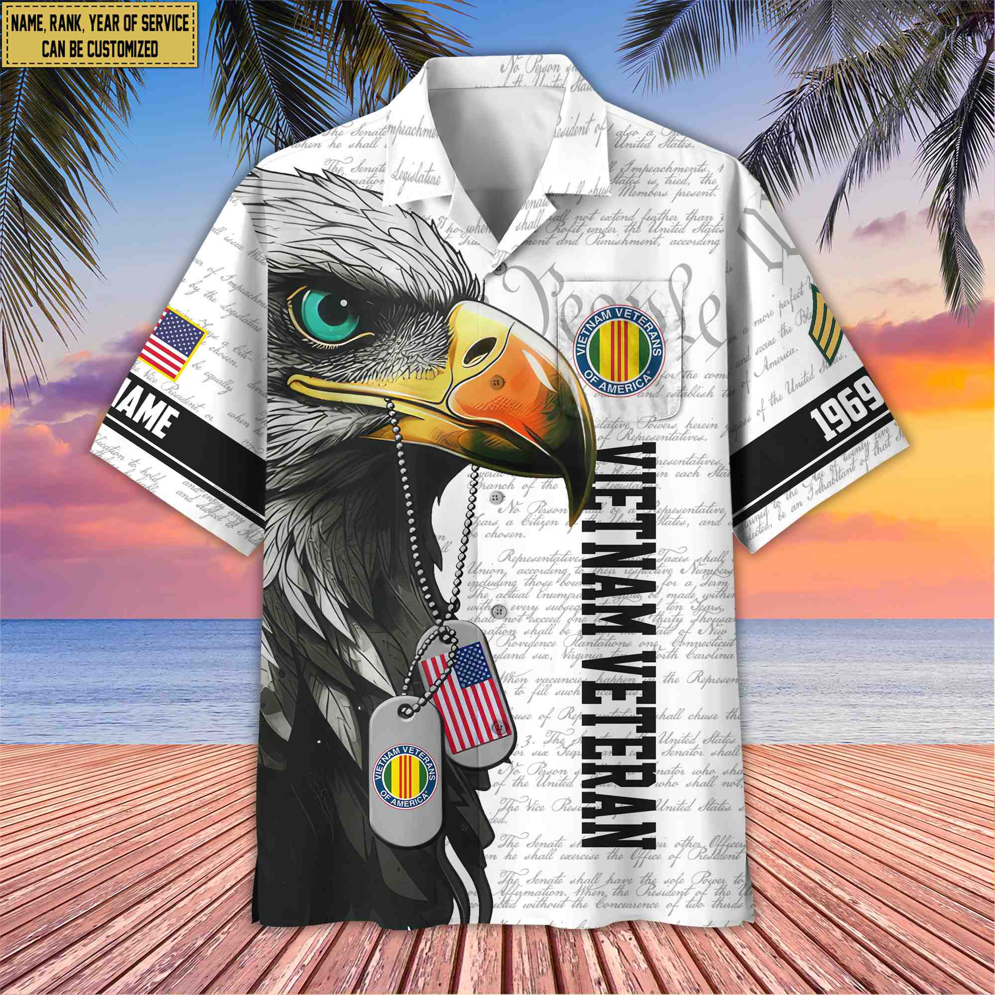 Premium Custom Rank, Name, Year Vietnam Veteran Hawaiian Shirt With Pocket, Gifts for Vietnam Veteran, Gifts For Dad, For Husband VPVC403206
