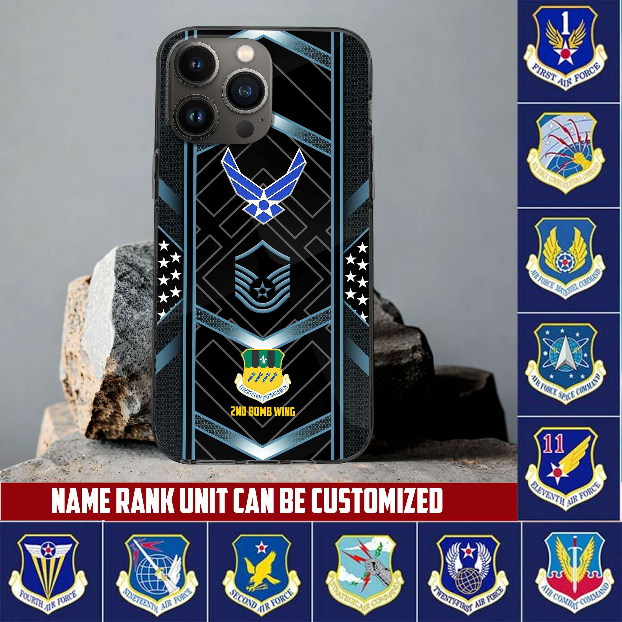 Premium Custom Name, Rank, Unit USAF Veteran Phone Case, Gifts For Dad, For Husband, Gifts For Air Force Veteran VPVC500004