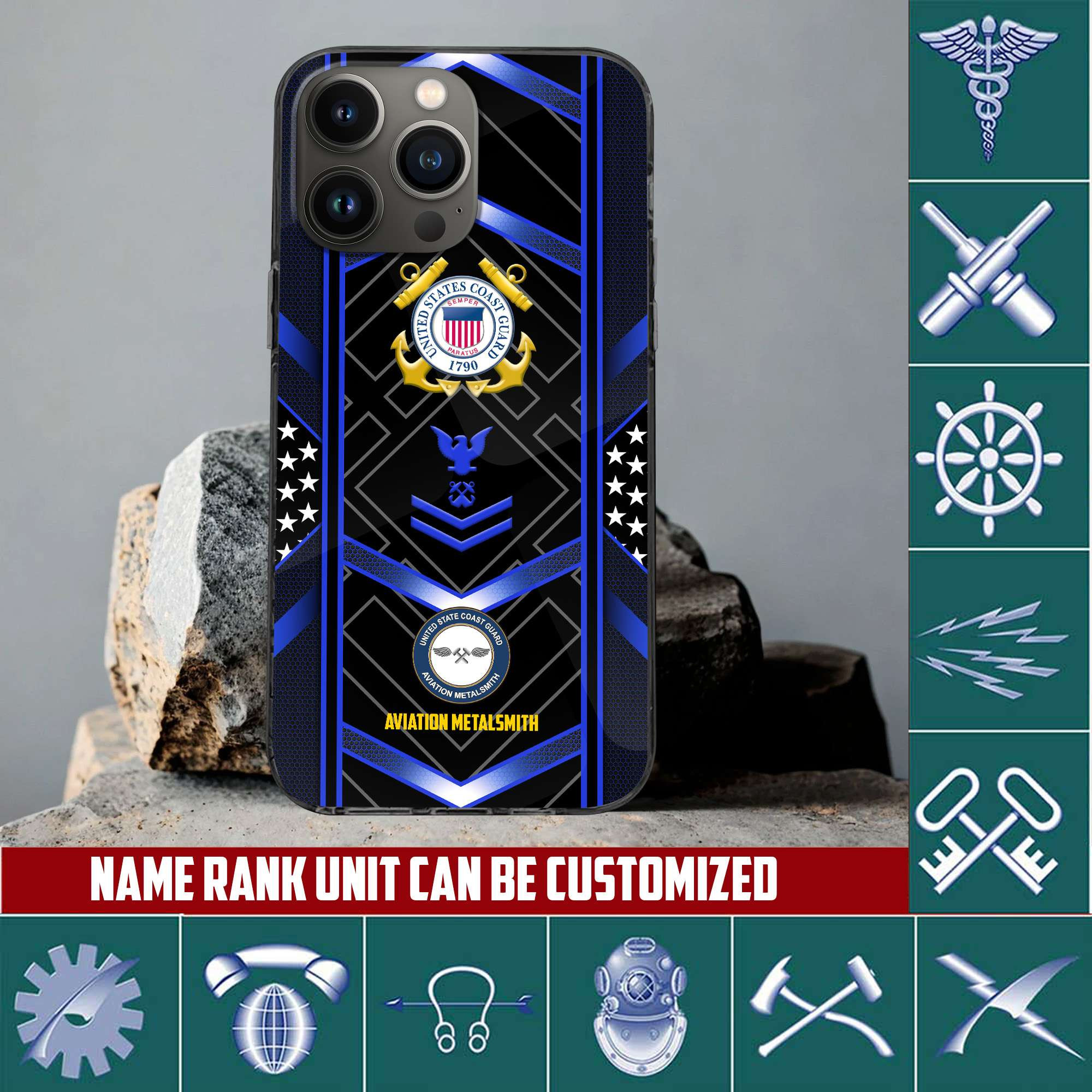 Premium Custom Name, Rank, Unit USCG Veteran Phone Case, Gifts For Dad, For Husband, Gifts For Coast Guard Veteran VPVC500005