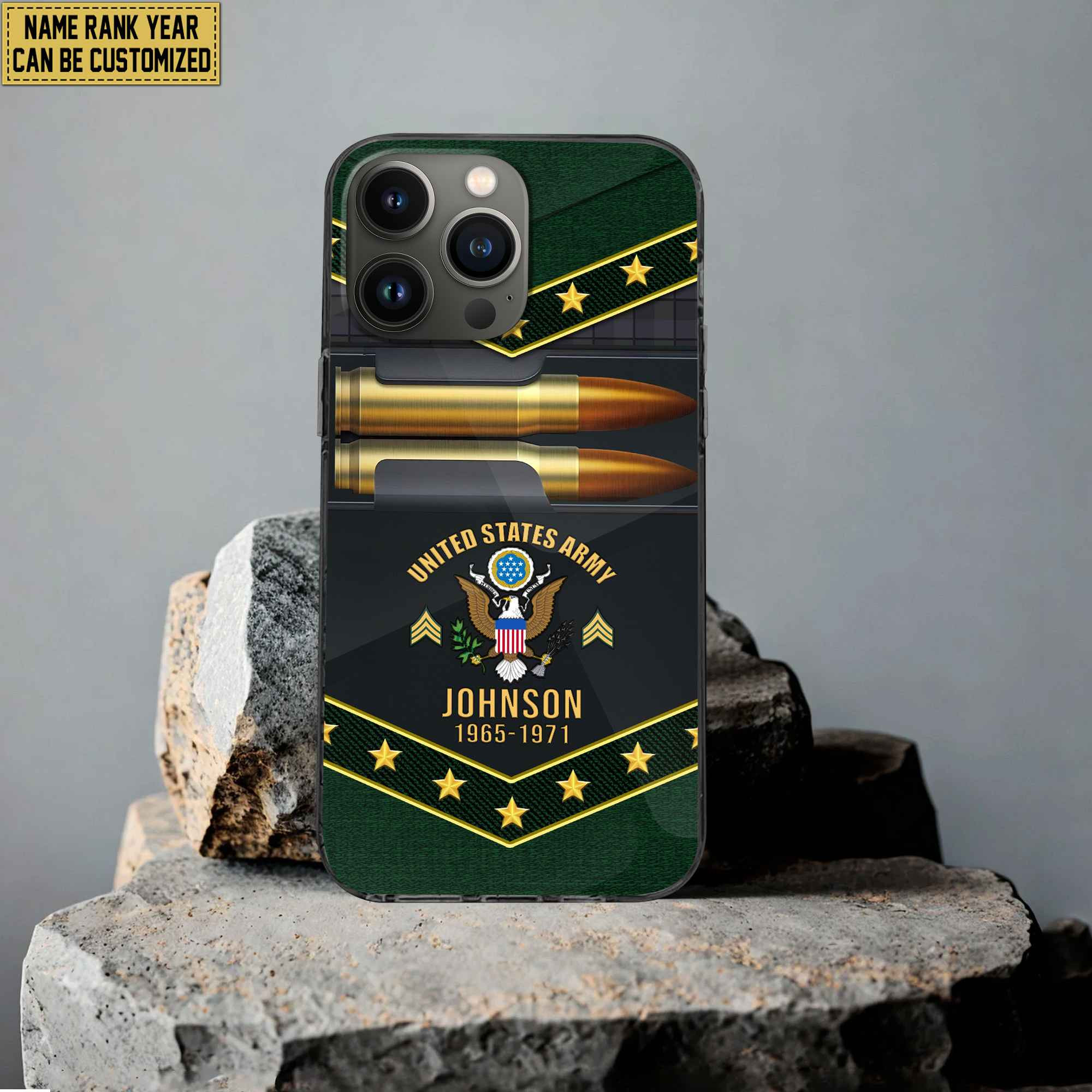 Premium Custom Name, Rank US Army Phone Case, Gifts For US Army Veteran, Gifts For Veterans Day, Father’s Day VPVC500701