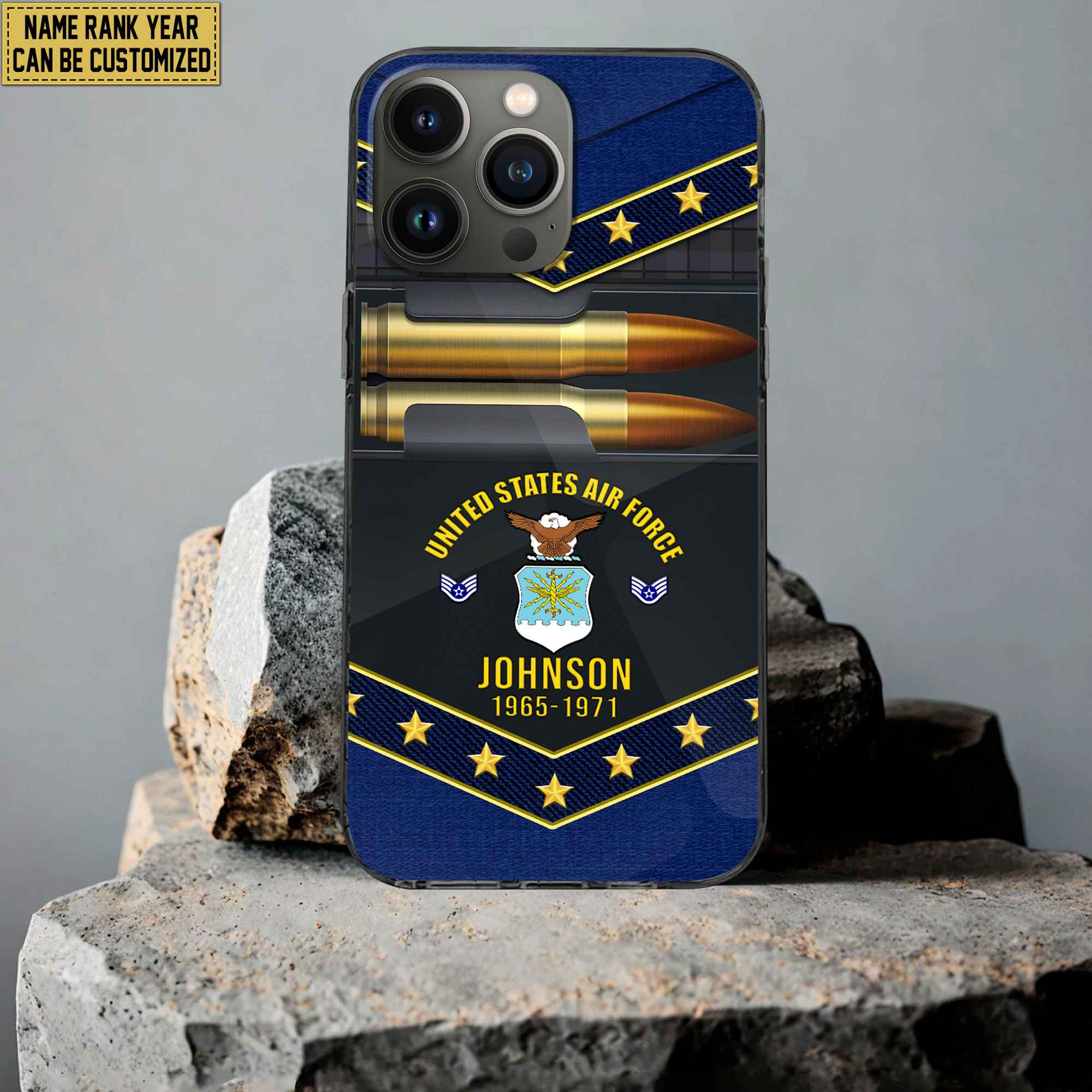 Premium Custom Name, Rank USAF Phone Case, Gifts For US Air Force Veteran, Gifts For Veterans Day, Father’s Day VPVC500704