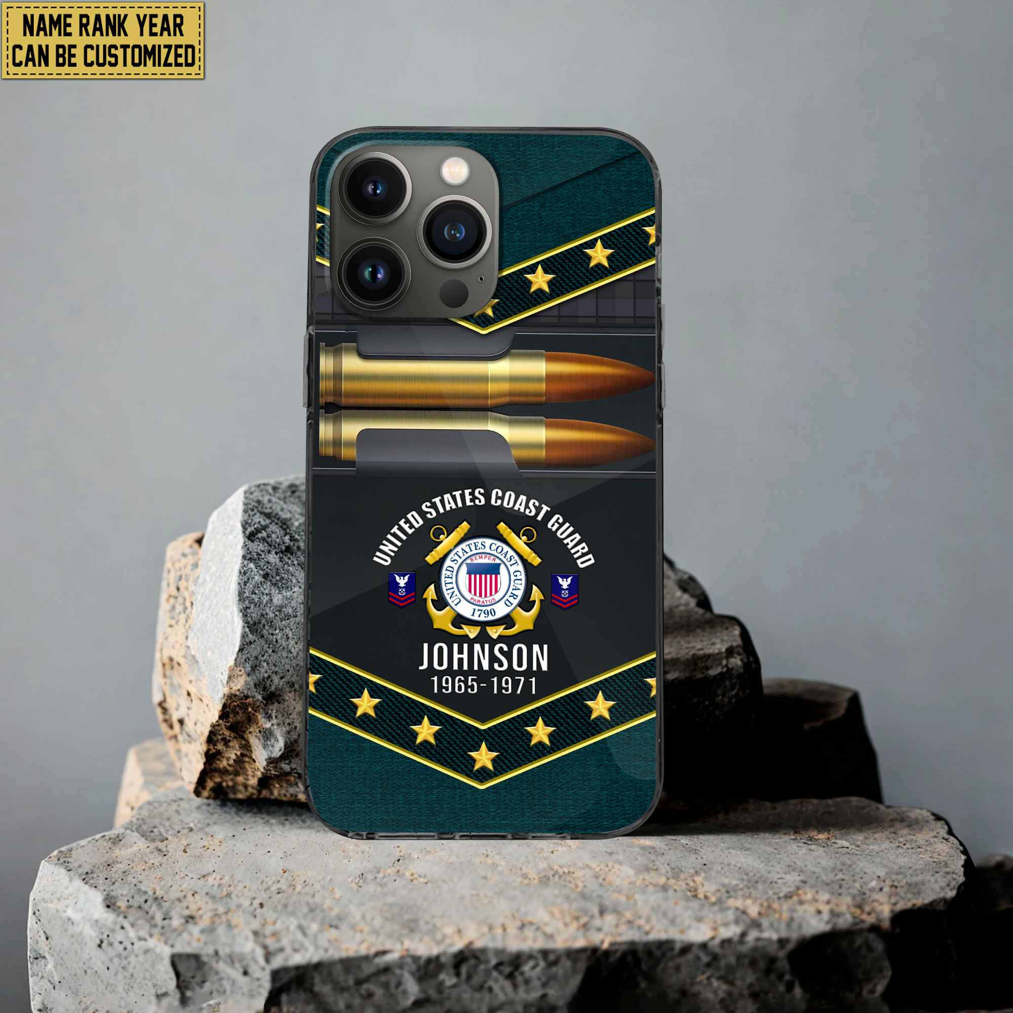 Premium Custom Name, Rank USCG Phone Case, Gifts For US Coast Guard Veteran, Gifts For Veterans Day, Father’s Day VPVC500705
