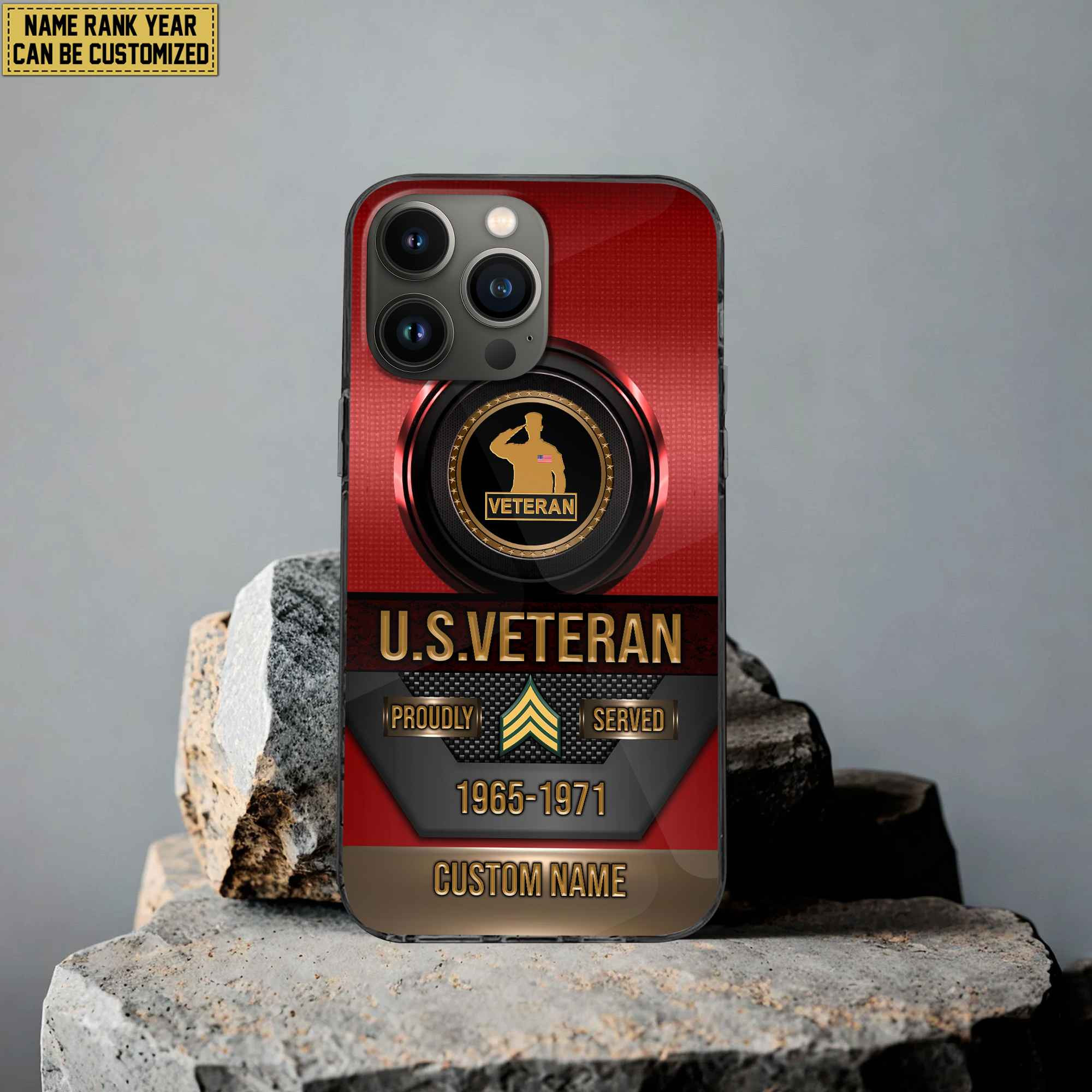 Premium Custom Name, Rank US Veteran Phone Case, Gifts For US Veteran, Gifts For Dad, For Husband VPVC500607