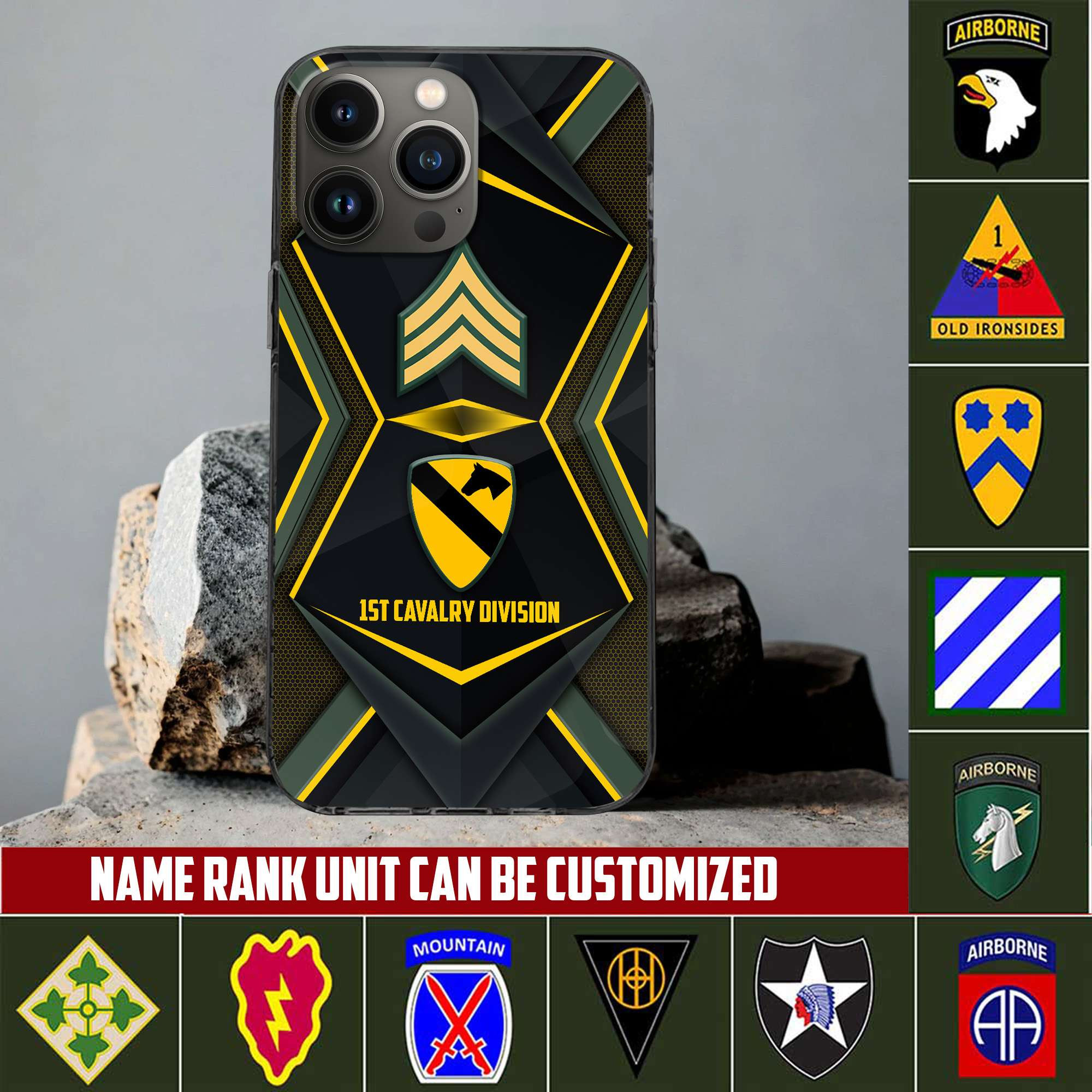 US Army Phone Case, Custom Name, Rank, Gifts For Dad, For Husband, Gifts For Army Veteran VPVC500301