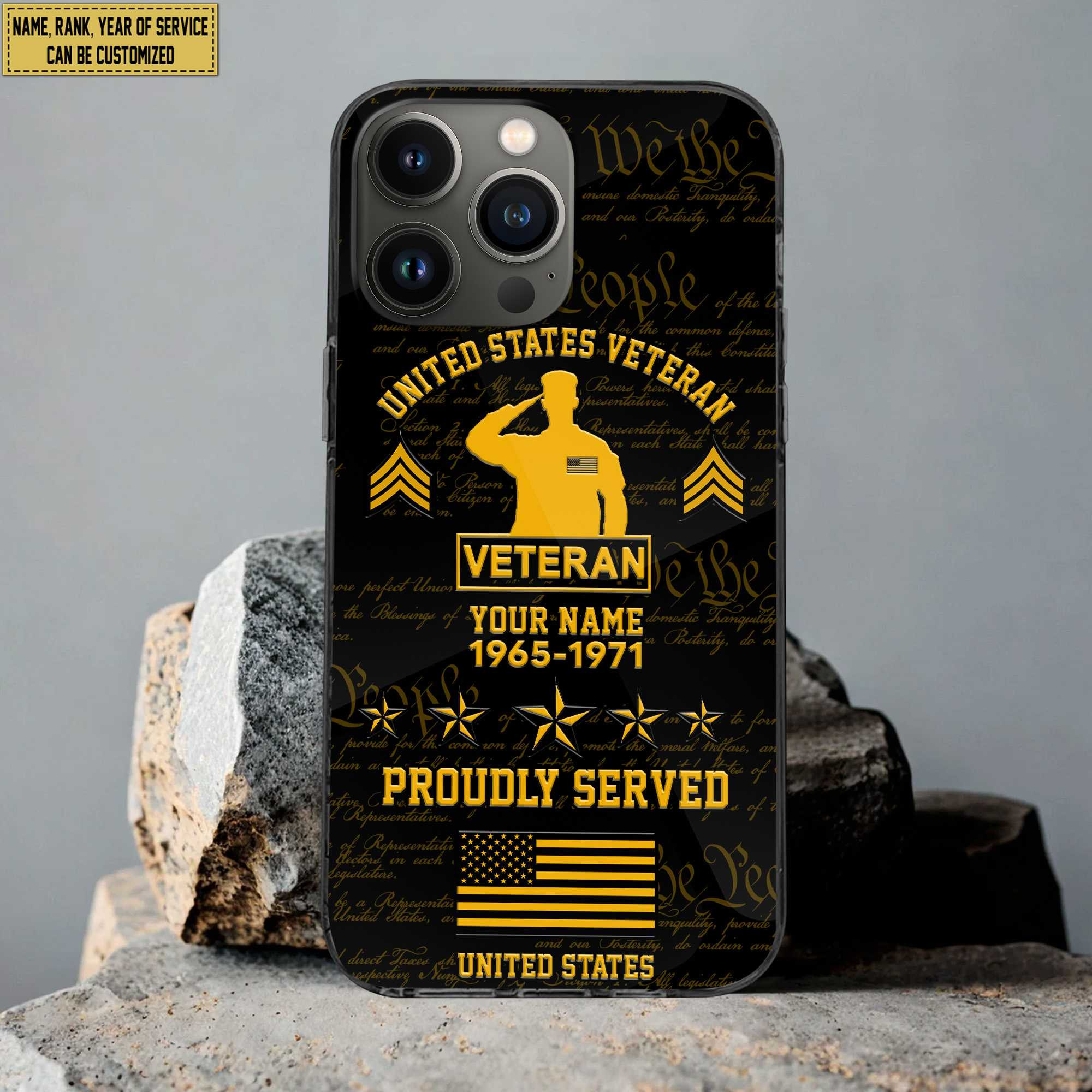 US Veteran Phone Case, Custom Name, Rank, Gifts For Dad, For Husband, Gifts For US Veteran VPVC500407
