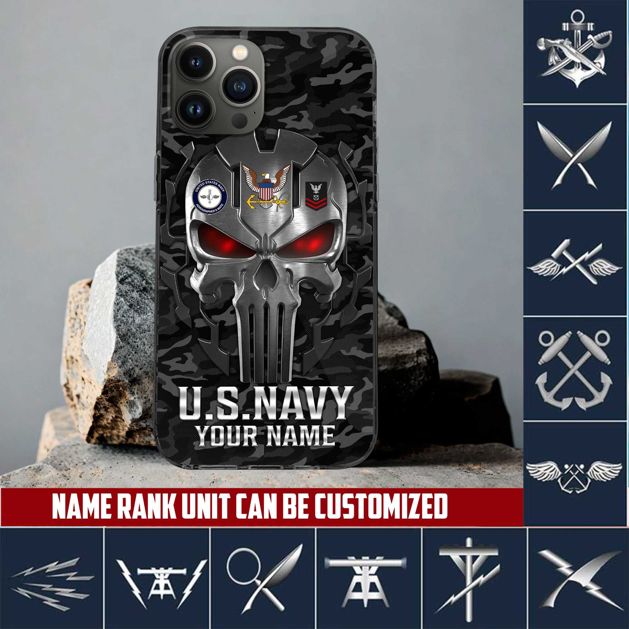 Premium Custom Name, Rank US Navy Veteran Phone Case, Gifts For Navy Veteran, Gifts For Dad, For Husband VPVC500902