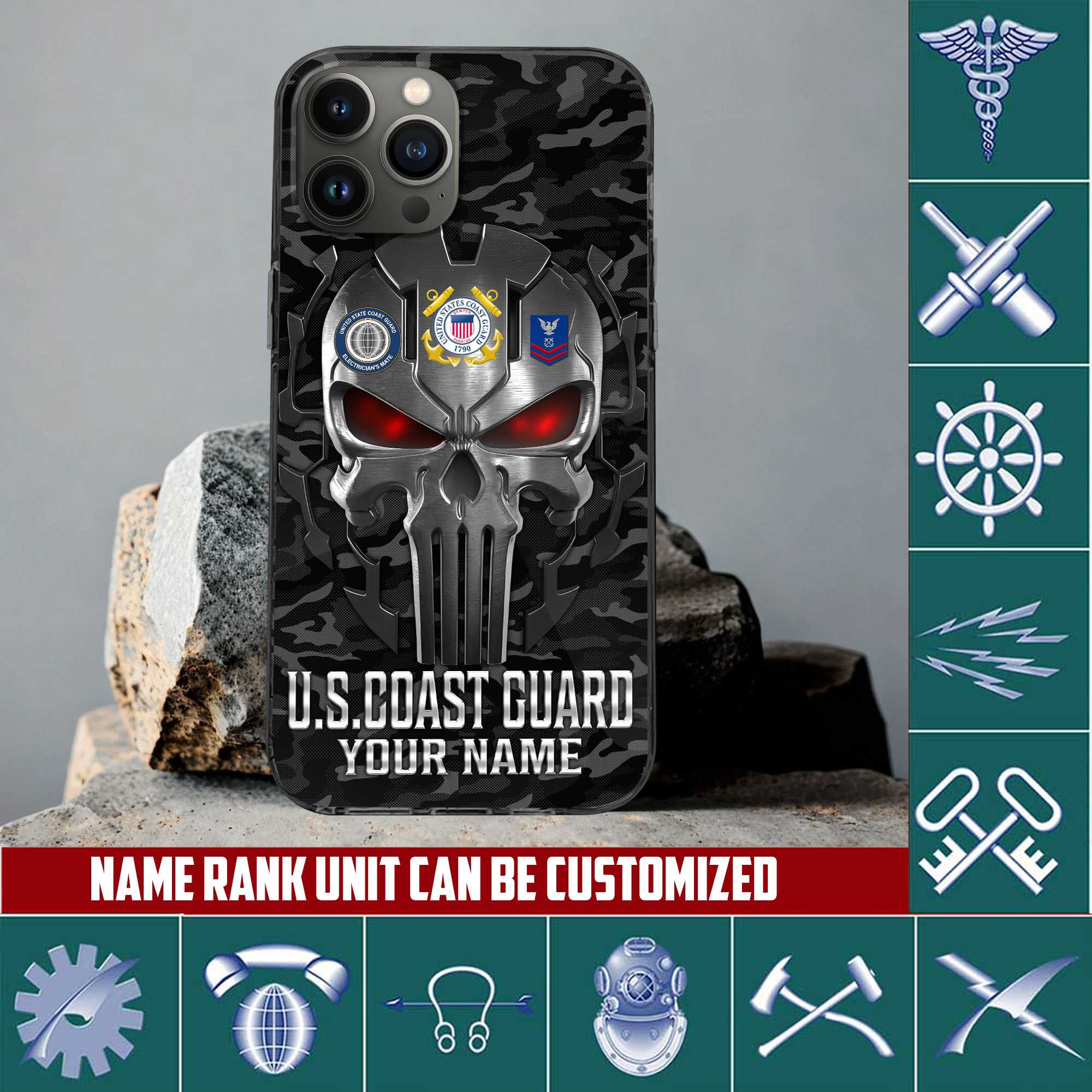 Premium Custom Name, Rank USCG Veteran Phone Case, Gifts For Coast Guard Veteran, Gifts For Dad, For Husband VPVC500905